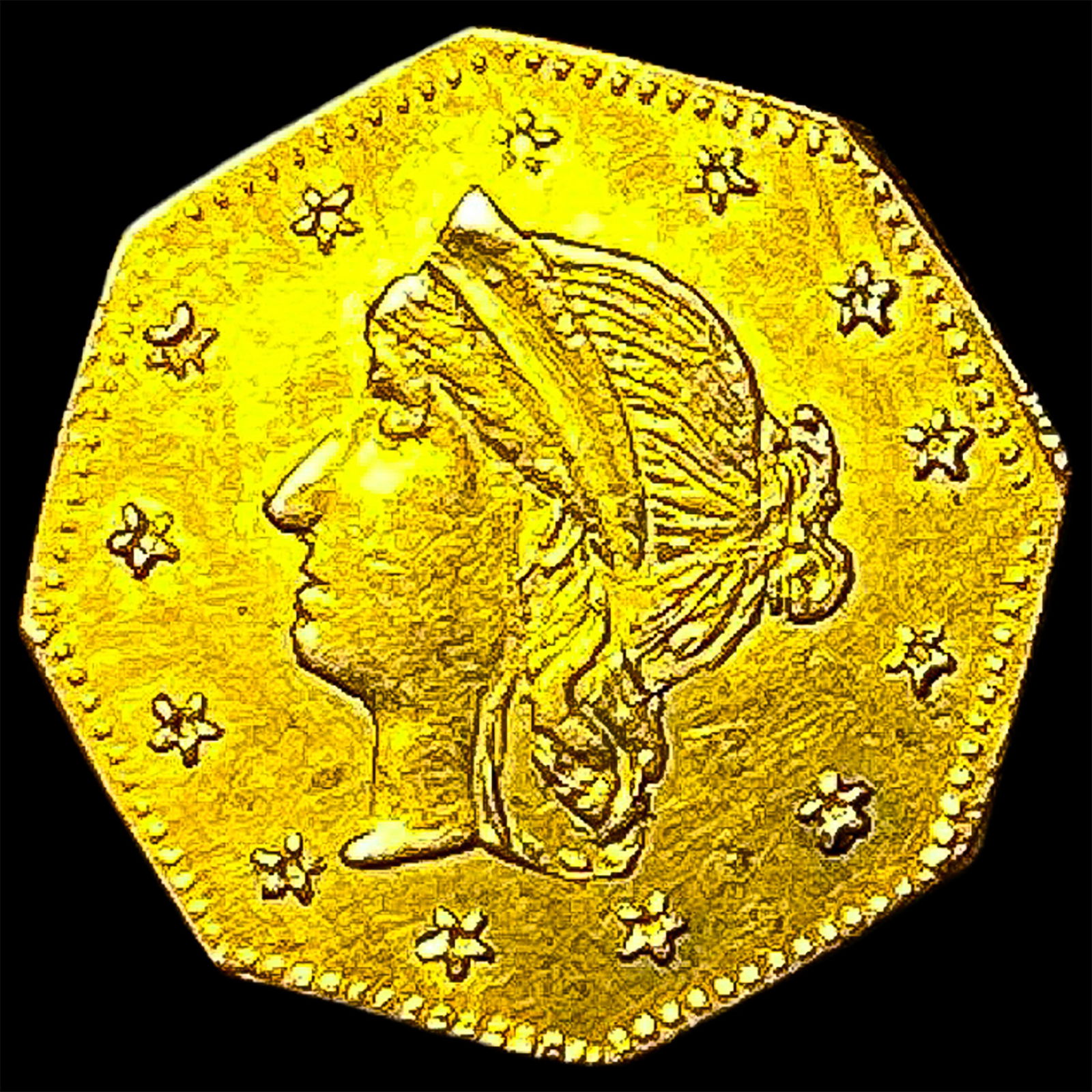 1863 California Gold 1 Dollar Token CLOSELY UNCIRCULATED (1 of 2)