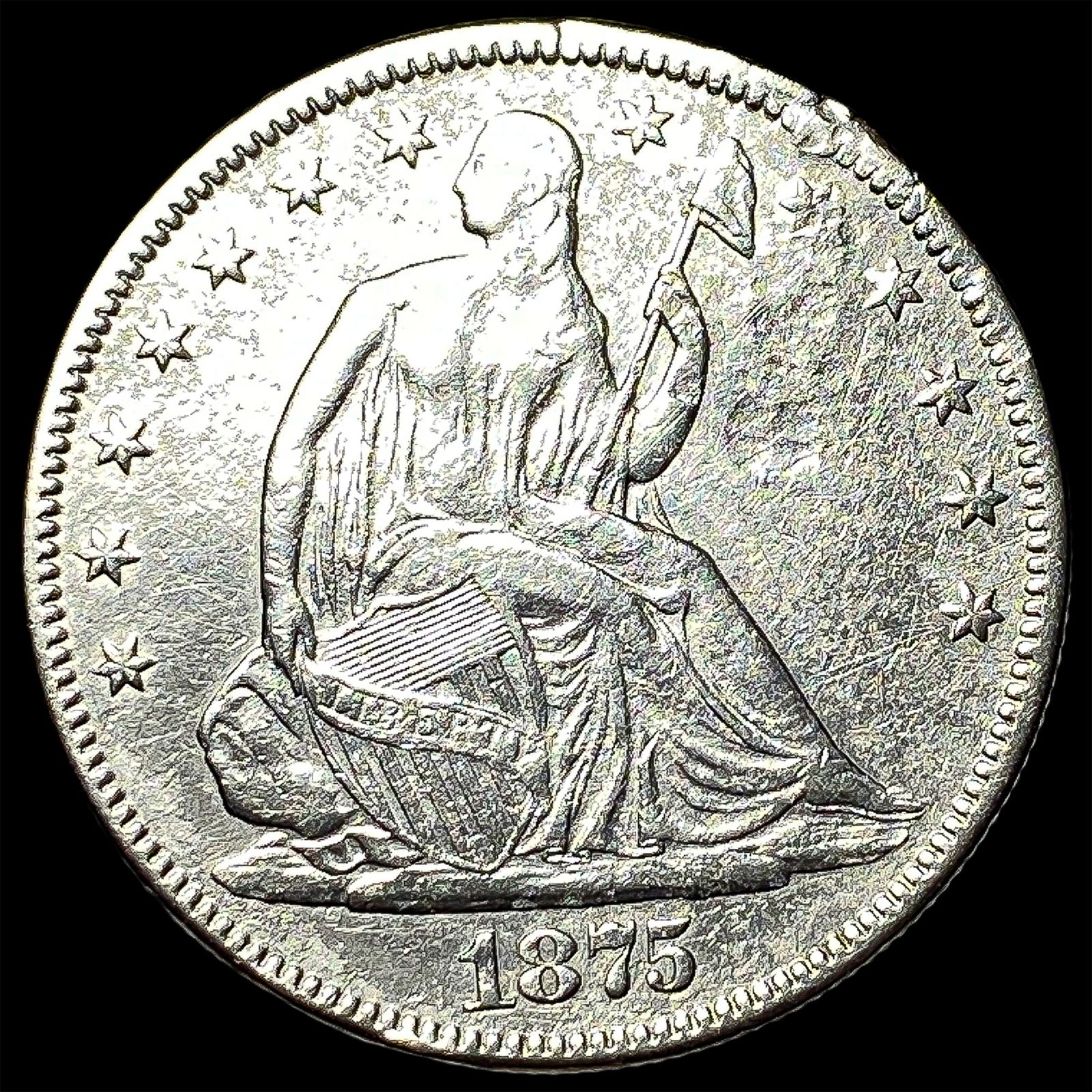 1875-S Silver Half Dollar (Seated Liberty) NEARLY UNCIRCULATED (1 of 2)