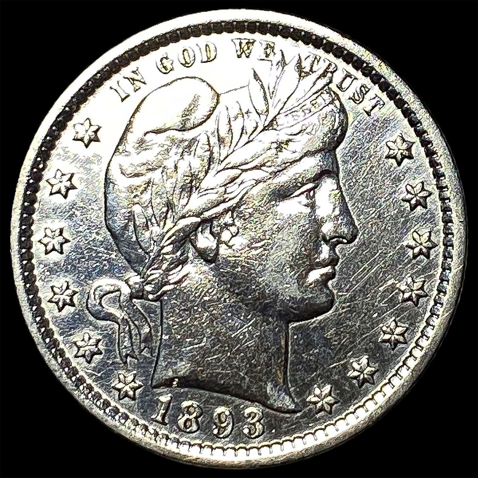 1893 Silver Barber Quarter CLOSELY UNCIRCULATED: 1893 Silver Barber Quarter CLOSELY UNCIRCULATED