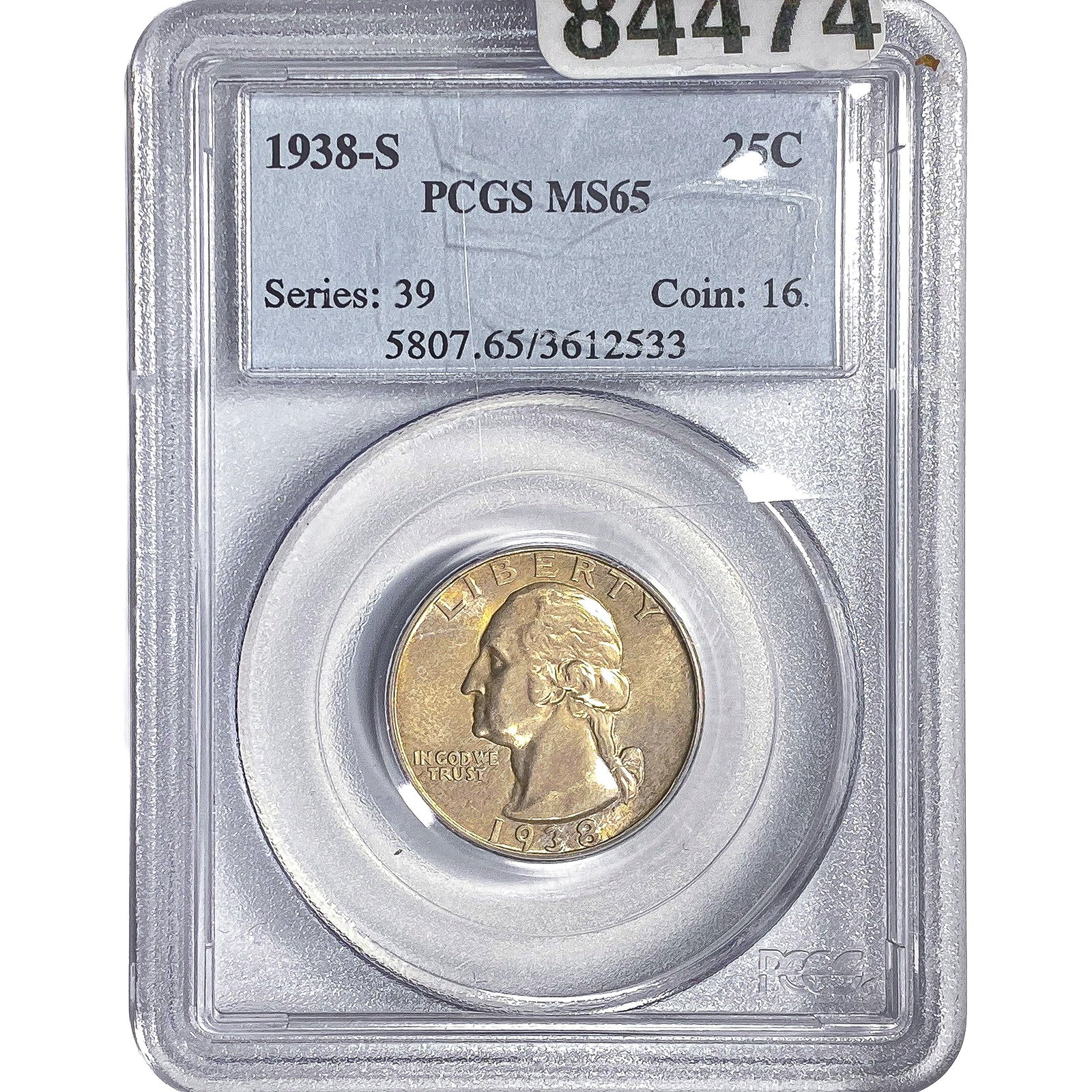 1938-S Washington Silver Quarter PCGS MS65 (1 of 2)