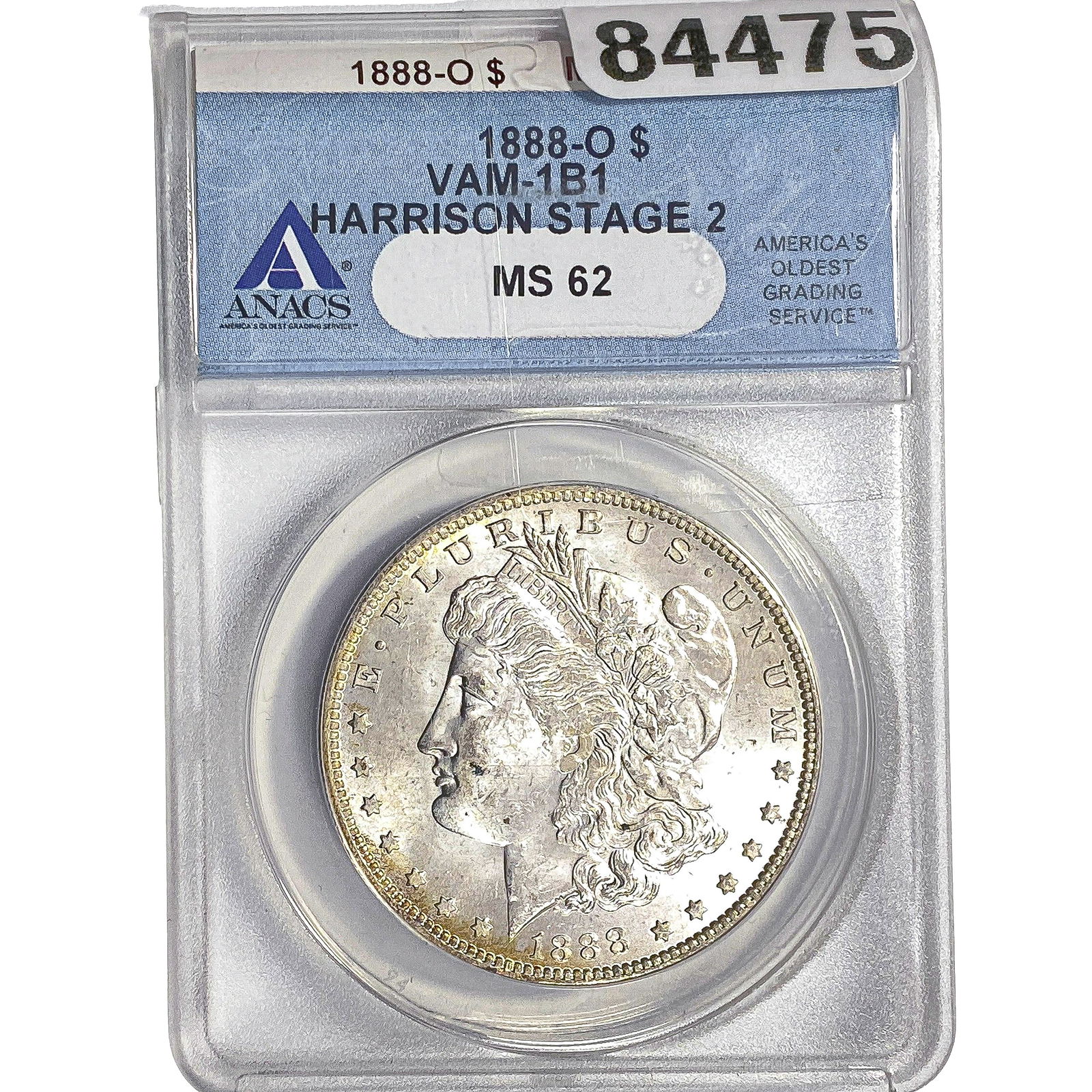 1888-O Morgan Silver Dollar ANACS MS62 VAM-1B1: 1888-O Morgan Silver Dollar ANACS MS62 VAM-1B1