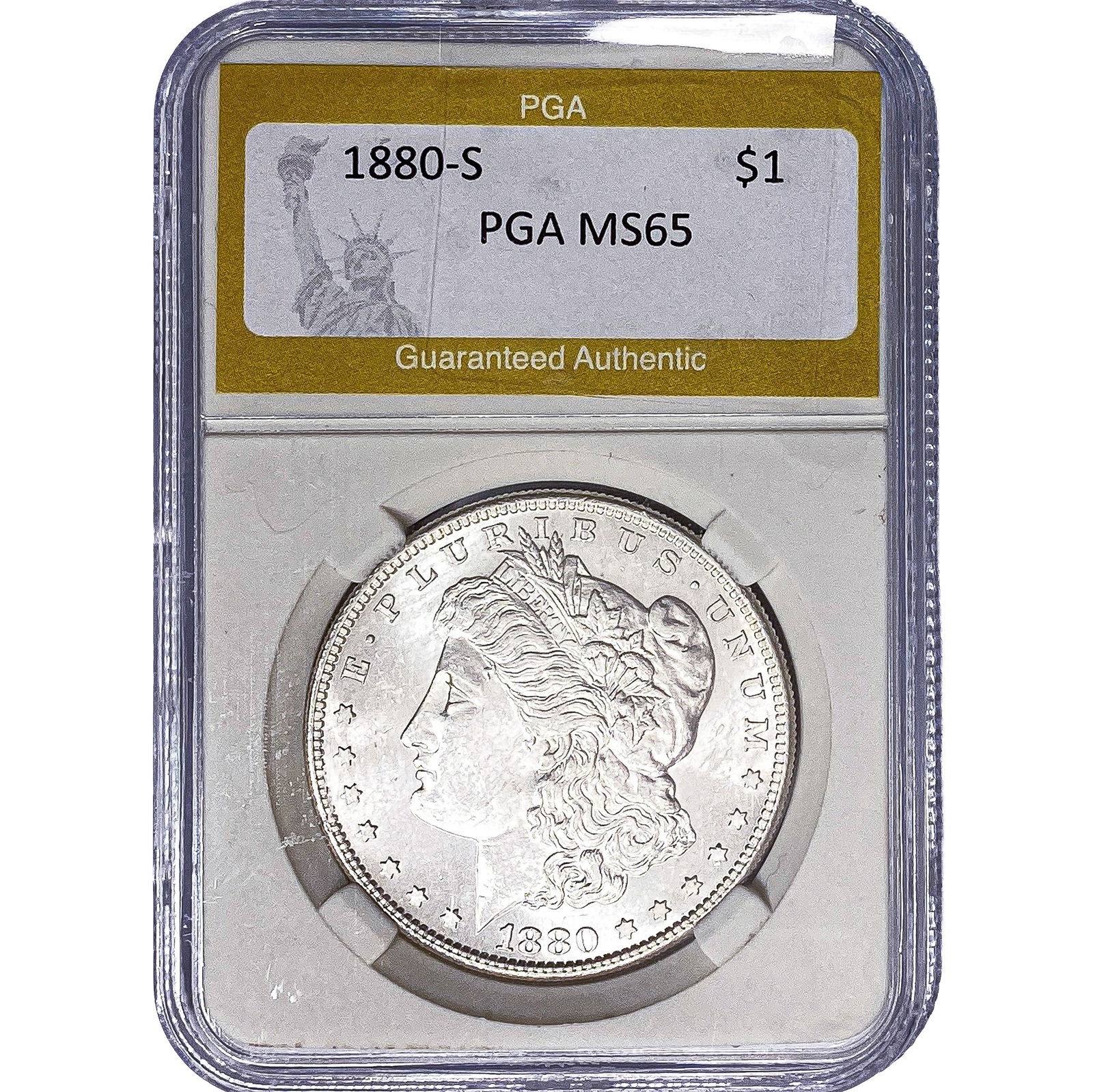 1880-S Morgan Silver Dollar PGA MS65: 1880-S Morgan Silver Dollar PGA MS65