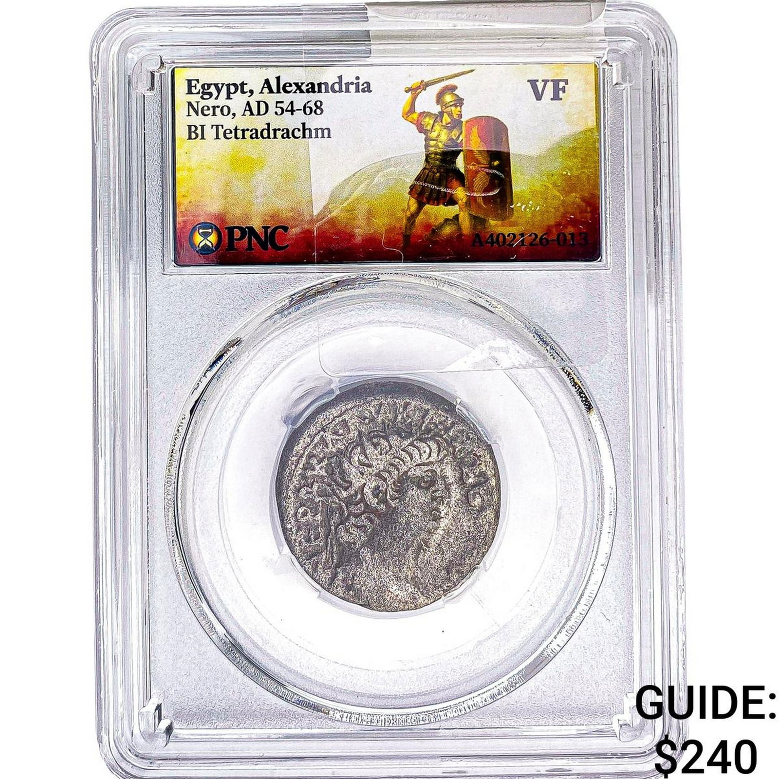 Roman Egypt Nero 54-68 AD Bi Tetradrachm PNC VF: Roman Egypt Nero 54-68 AD Bi Tetradrachm PNC VF