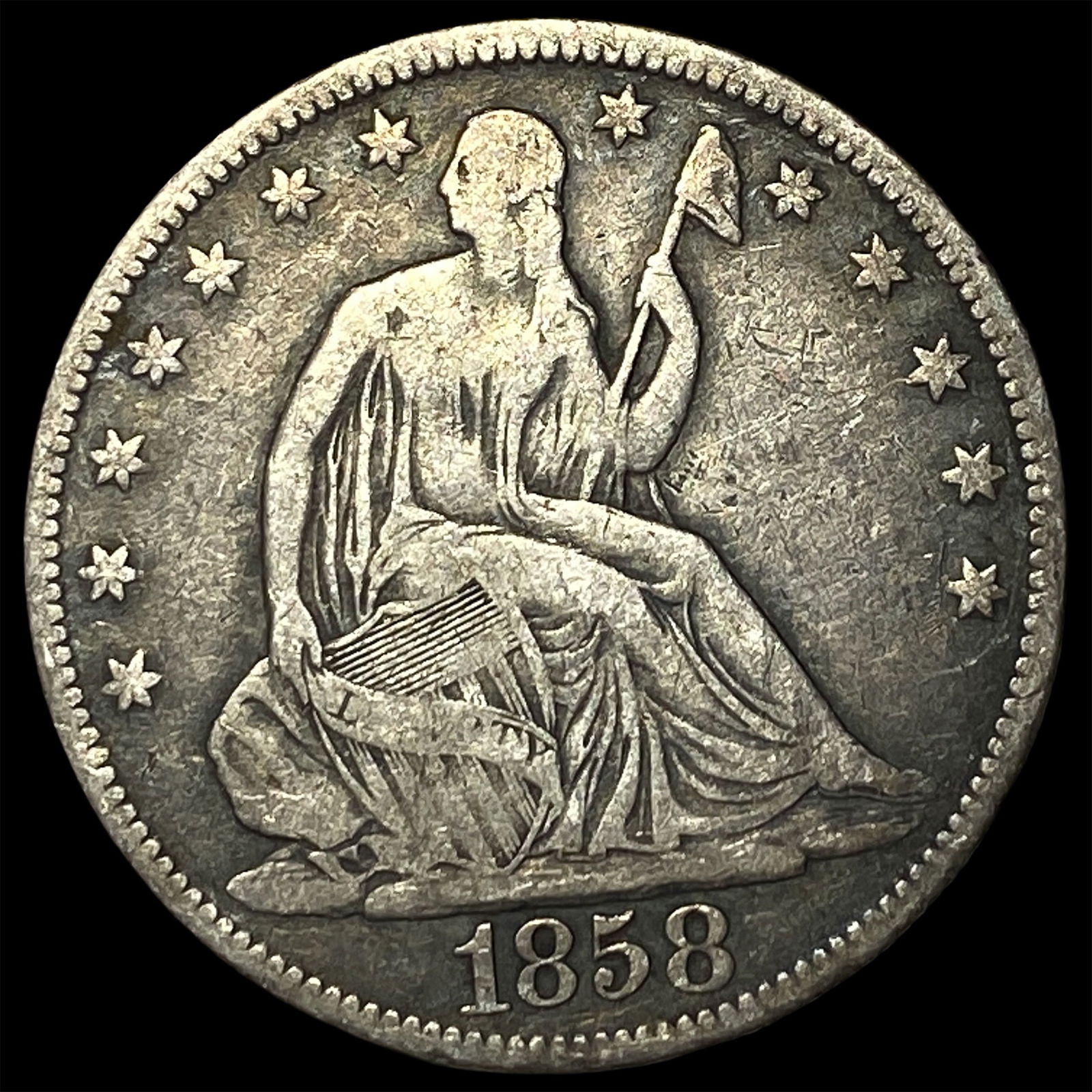 1858 Seated Liberty Half Dollar LIGHTLY CIRCULATED (1 of 2)
