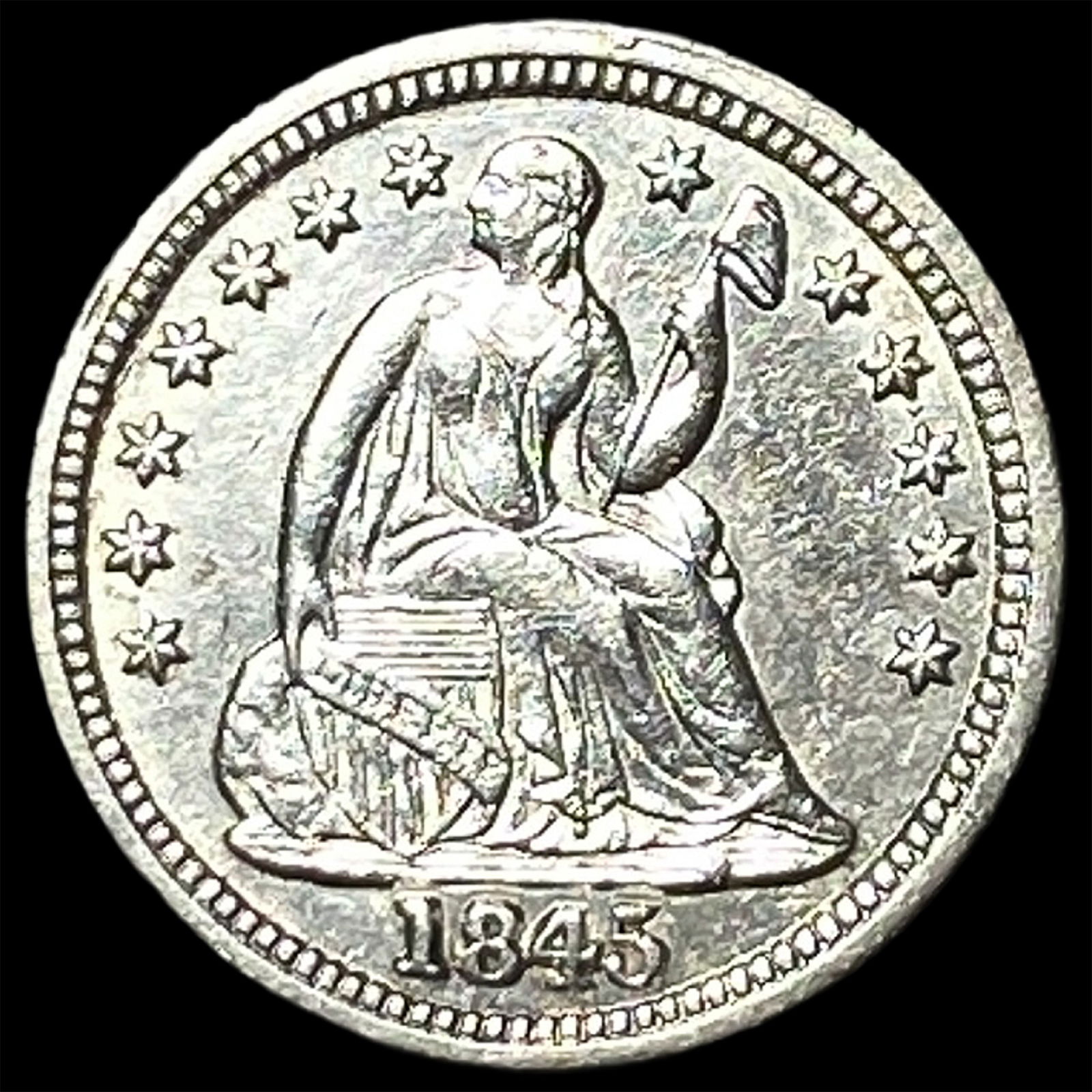 1845 Silver Half Dime UNCIRCULATED: 1845 Silver Half Dime UNCIRCULATED