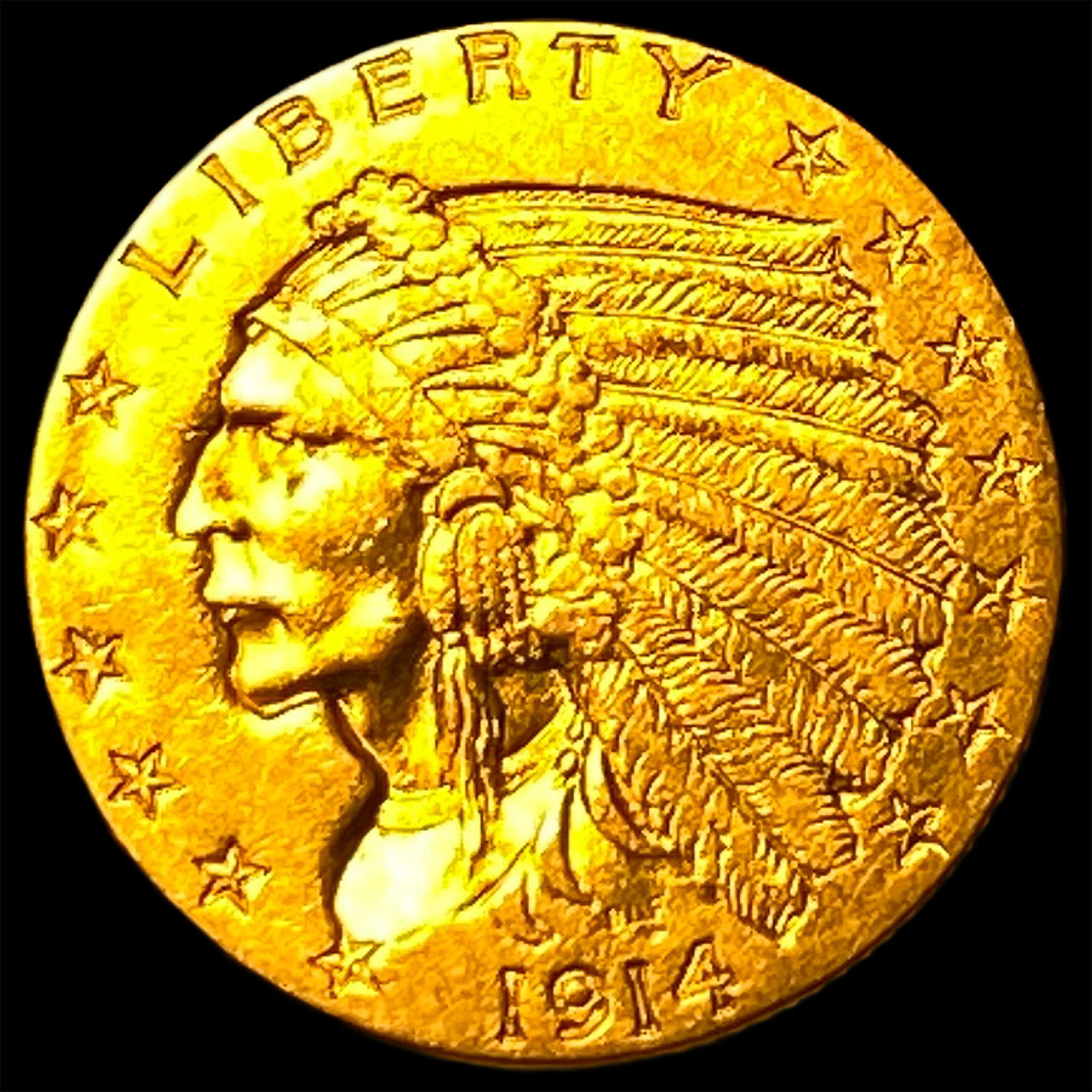 1914 Indian Head Gold $2.5 Quarter Eagle CLOSELY UNCIRCULATED (1 of 2)