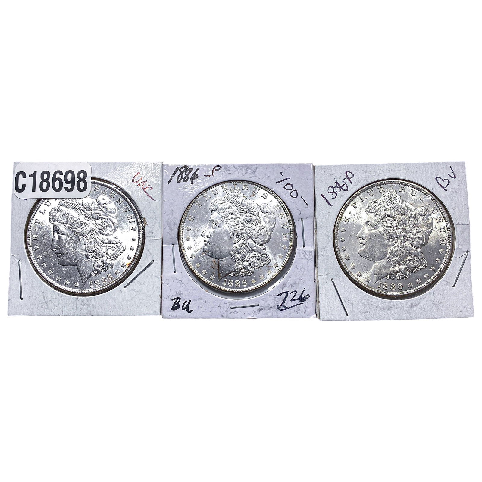 [3 Coins] 1886 Morgan Silver Dollar: [3 Coins] 1886 Morgan Silver Dollar