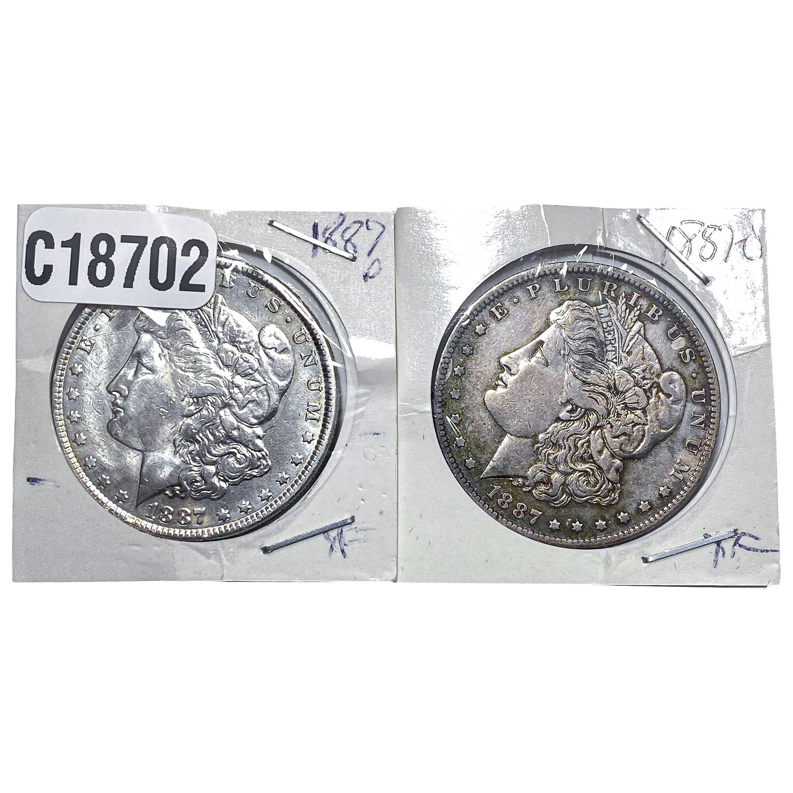 [2 Coins] 1887 Morgan Silver Dollar: [2 Coins] 1887 Morgan Silver Dollar