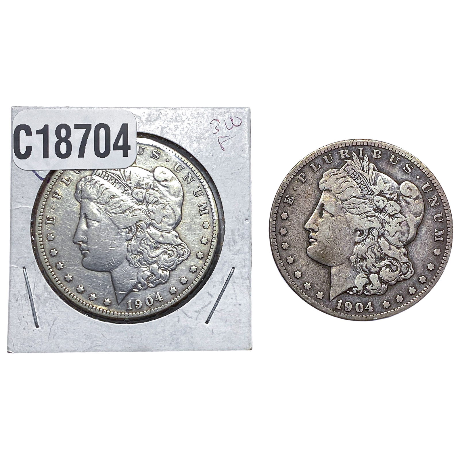 [2 Coins] 1904 Morgan Silver Dollar: [2 Coins] 1904 Morgan Silver Dollar