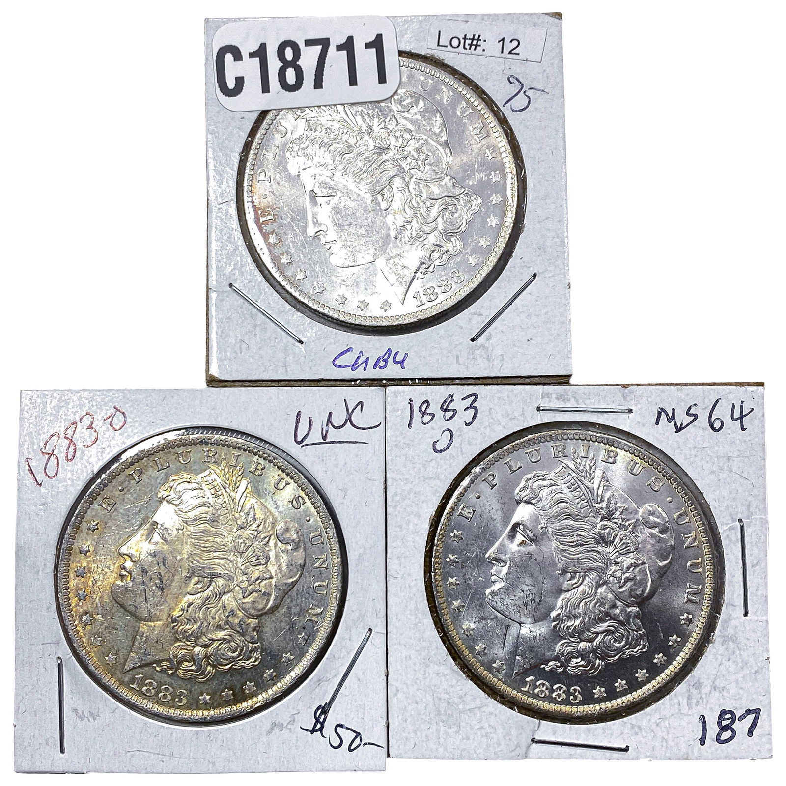 [3 Coins] 1883 Morgan Silver Dollar: [3 Coins] 1883 Morgan Silver Dollar