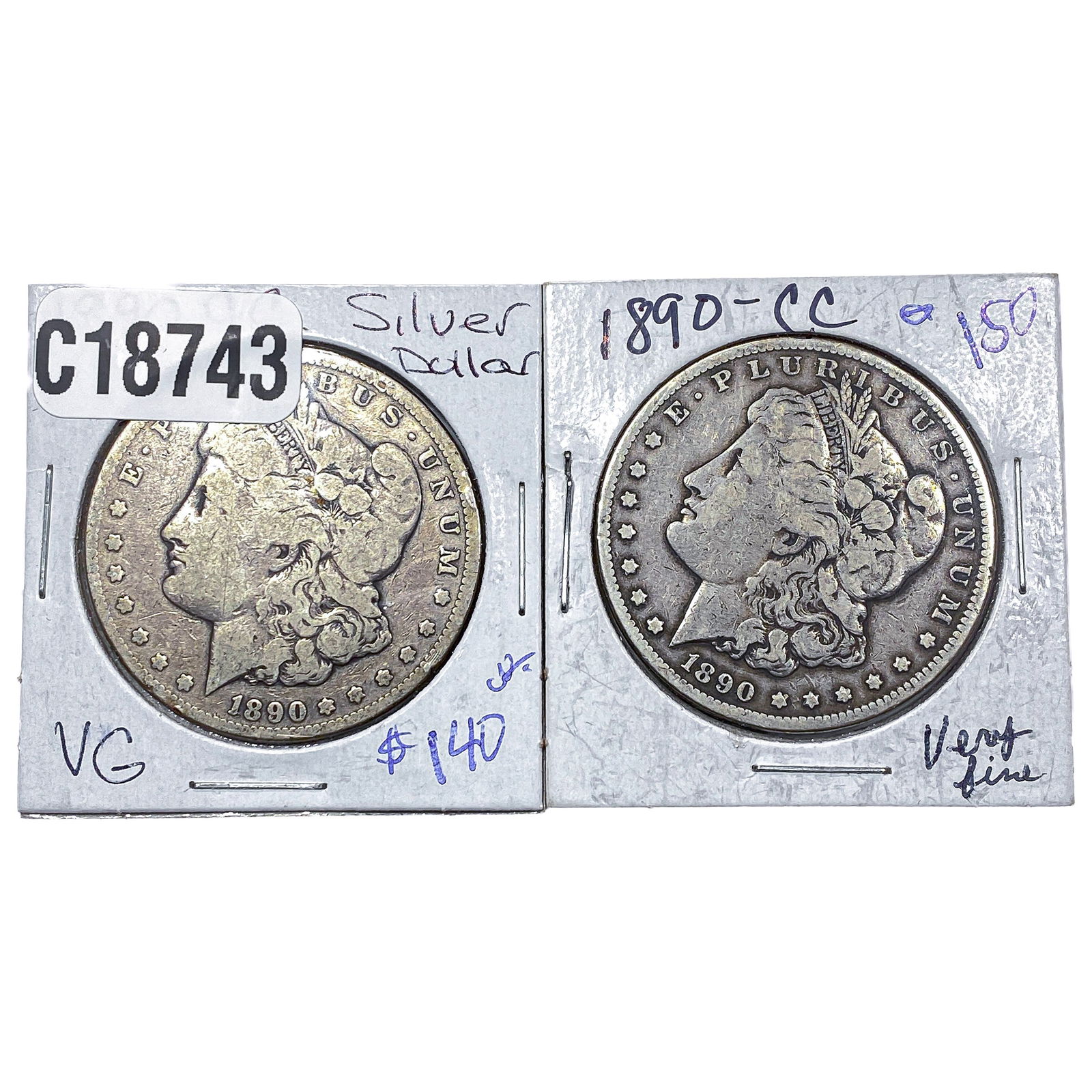 [2 Coins] 1890 Morgan Silver Dollar (1 of 2)