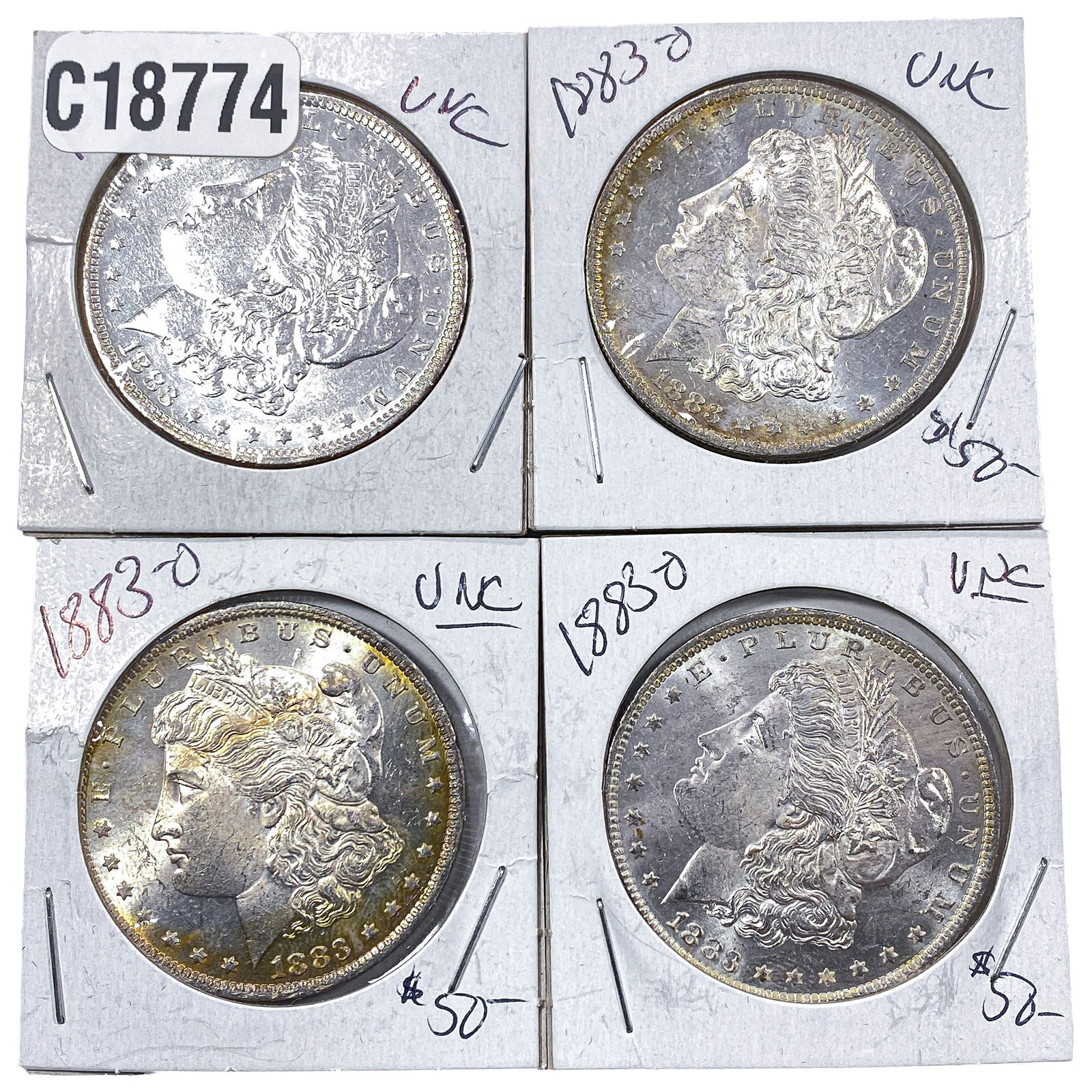 [4 Coins] 1883-O Morgan Silver Dollar: [4 Coins] 1883-O Morgan Silver Dollar