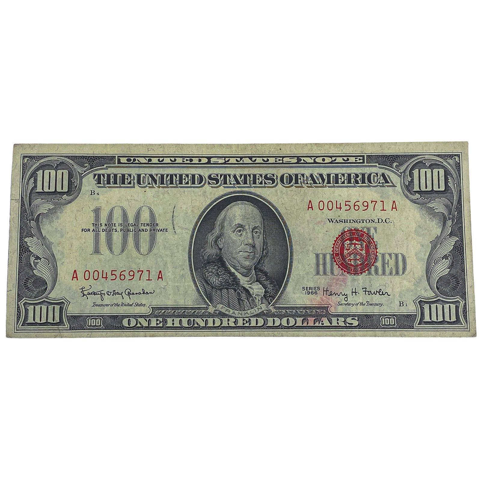 1966 $100 Red Seal U.S. Note: 1966 $100 Red Seal U.S. Note