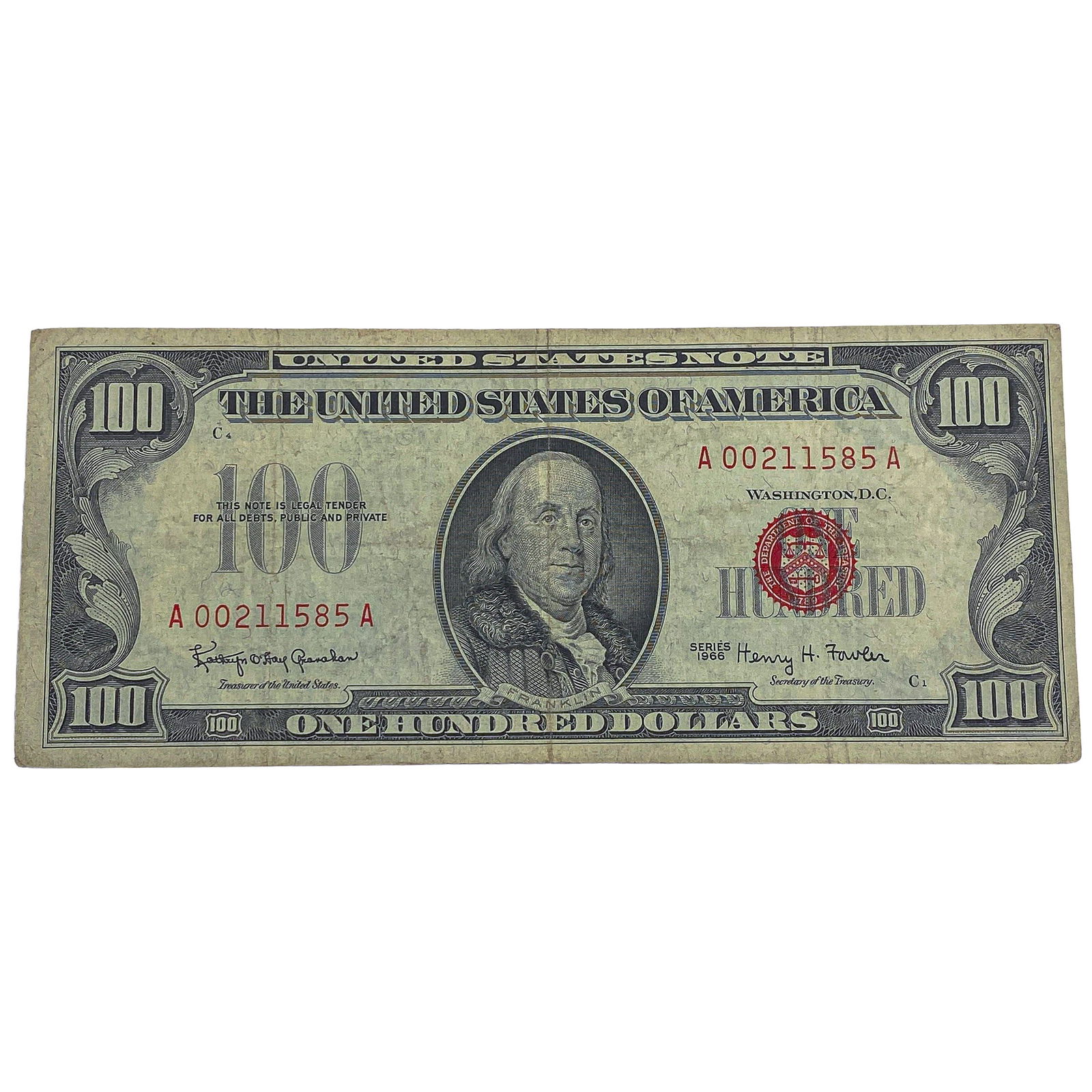 1966 $100 Red Seal U.S. Note: 1966 $100 Red Seal U.S. Note