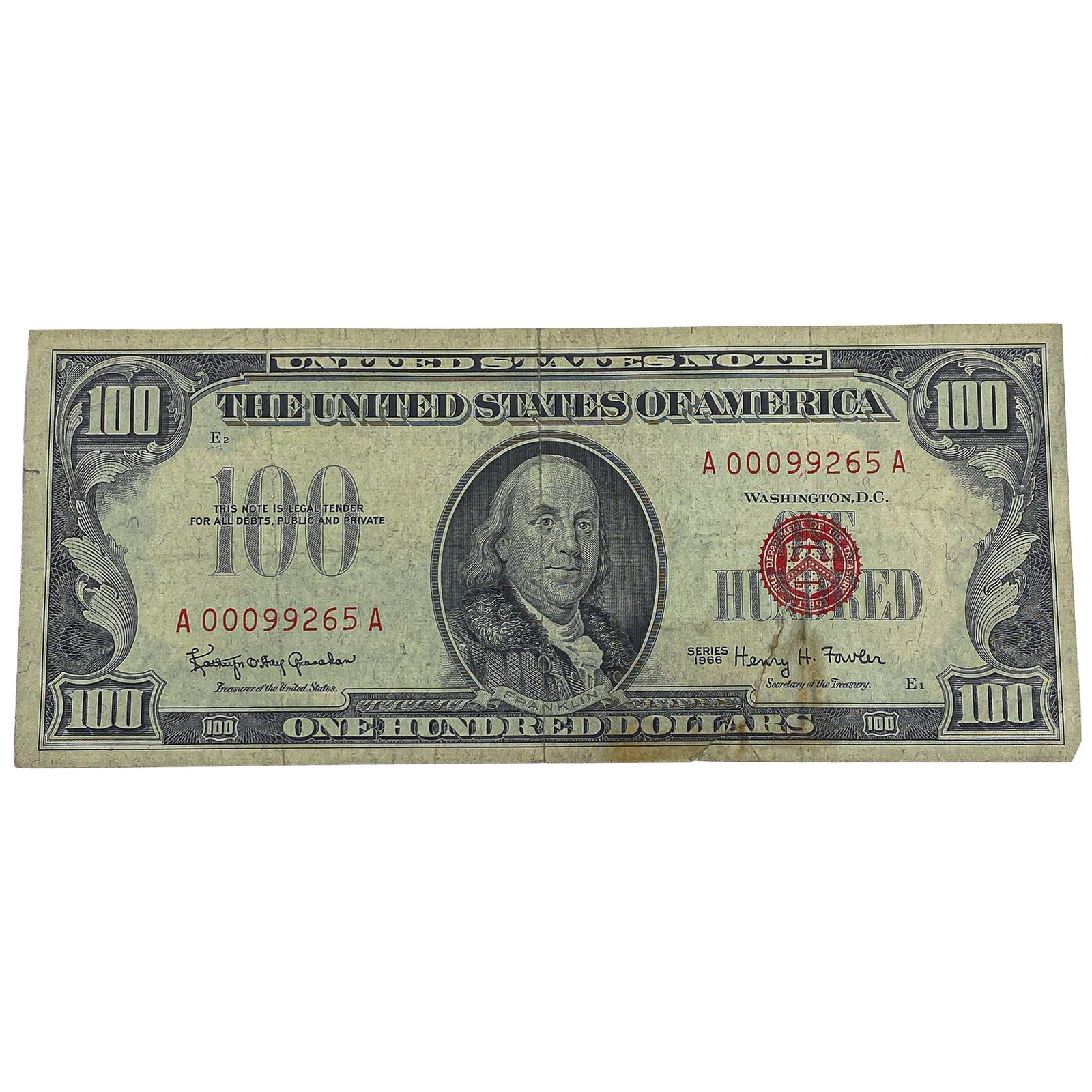 1966 $100 Red Seal U.S. Note: 1966 $100 Red Seal U.S. Note