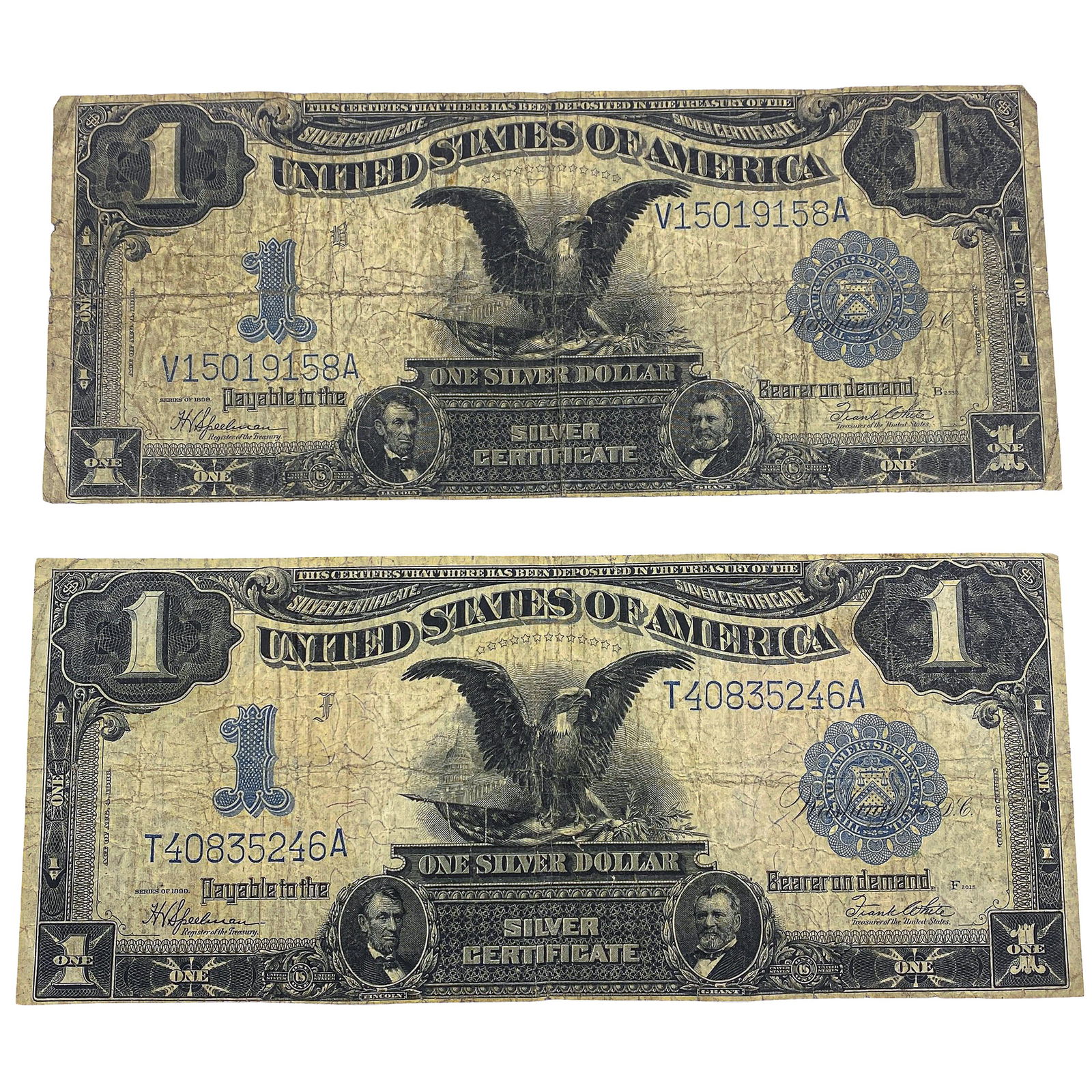 [2] 1899 $1 U.S. Silver Certificate Large Eagle Blue Seal (1 of 2)