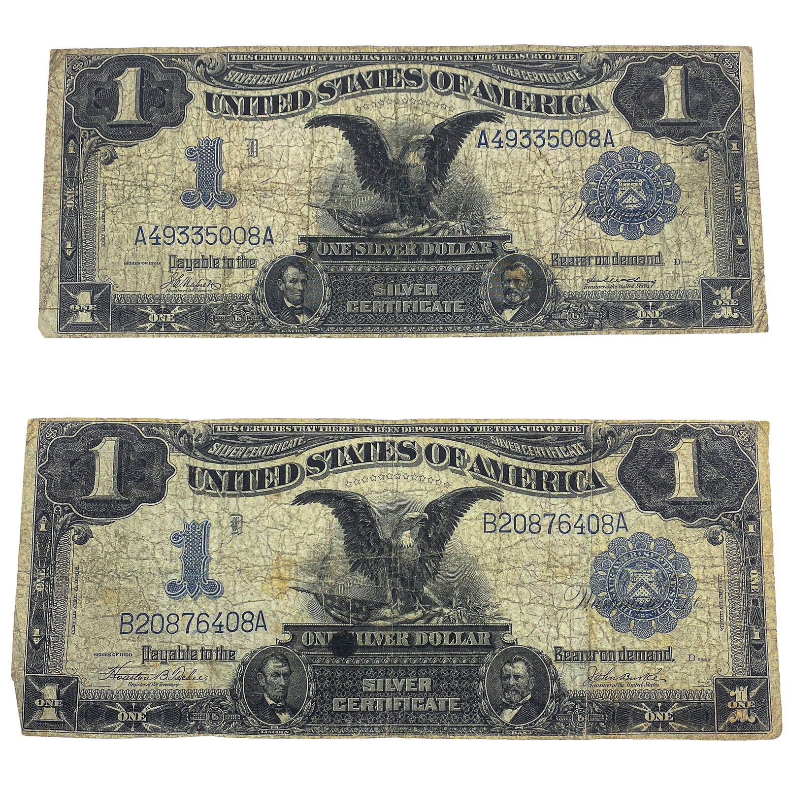 [2] 1899 $1 U.S. Silver Certificate Large Eagle Blue Seal (1 of 2)