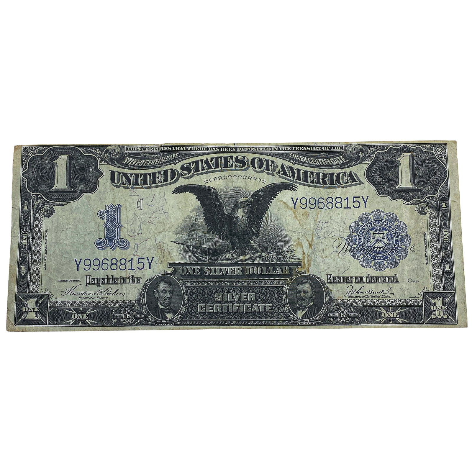 1899 $1 U.S. Silver Certificate Large Eagle Blue Seal (1 of 2)
