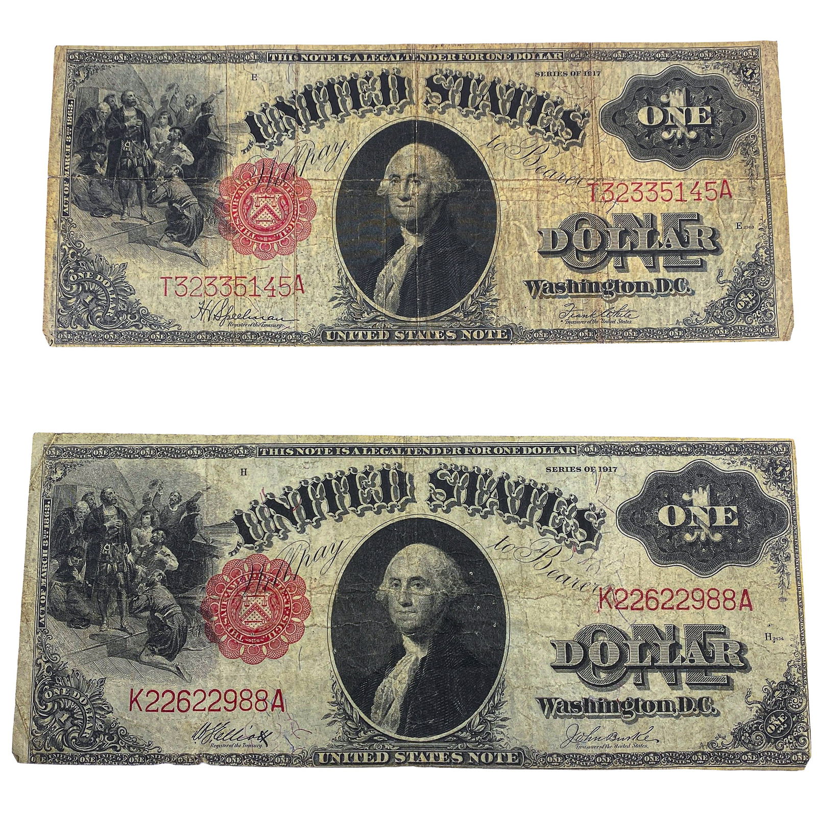 [2] 1917 $1 U.S. Red Seal Note (1 of 2)