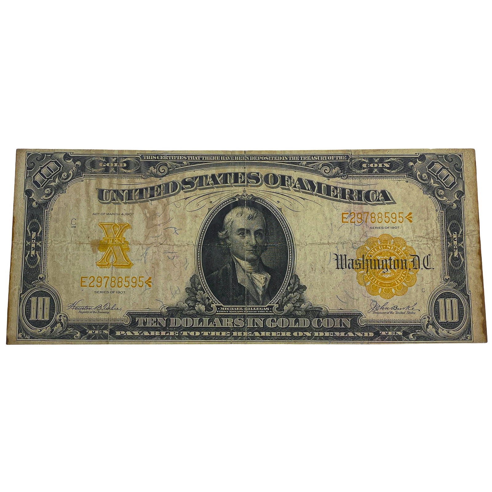 1907 $10 Gold Certificate Note (1 of 2)