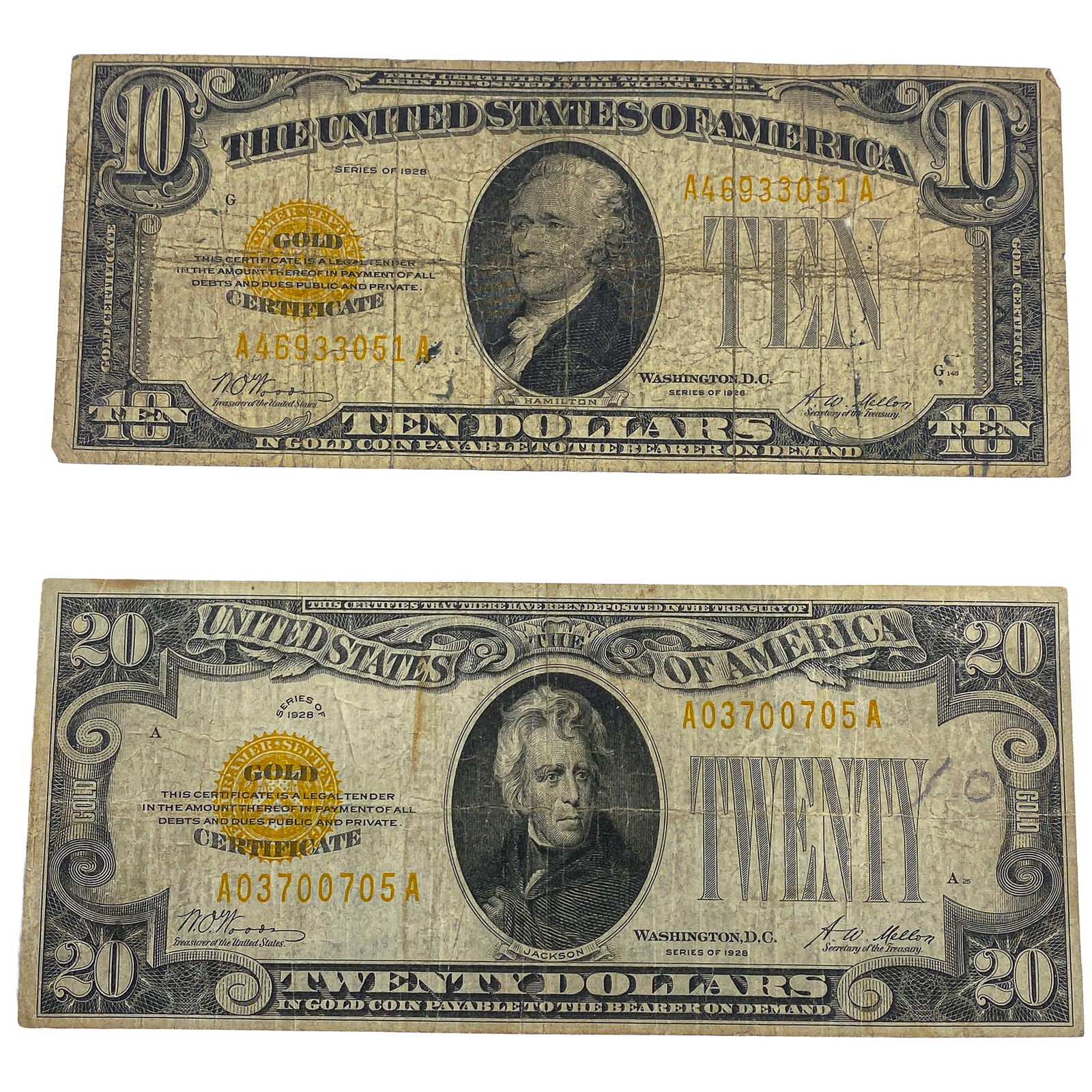 [2] 1928 $20 & $10 Gold Certificate Note (1 of 2)