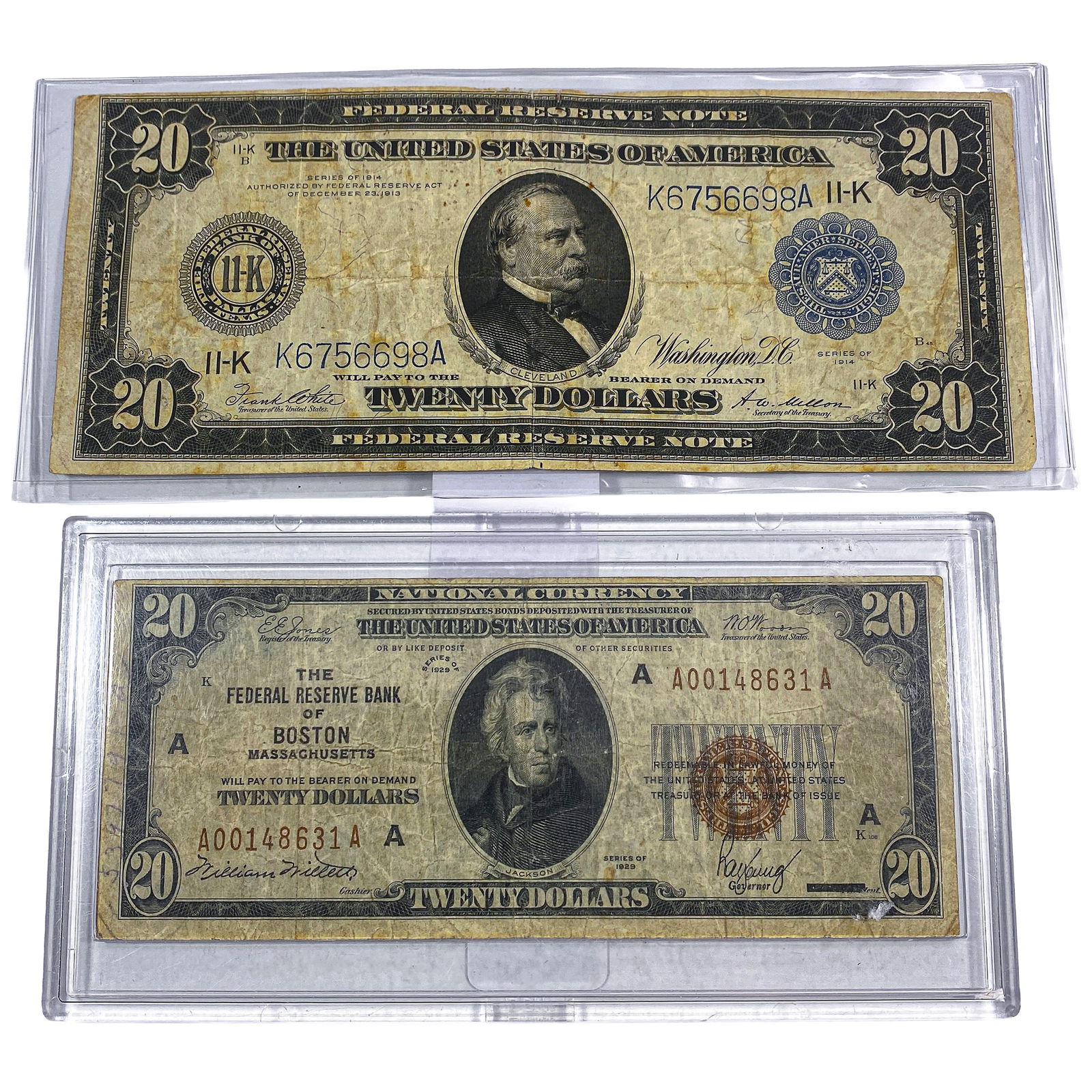[2] 1914-1929 $20 Blue Seal & Red Seal Notes: [2] 1914-1929 $20 Blue Seal & Red Seal Notes