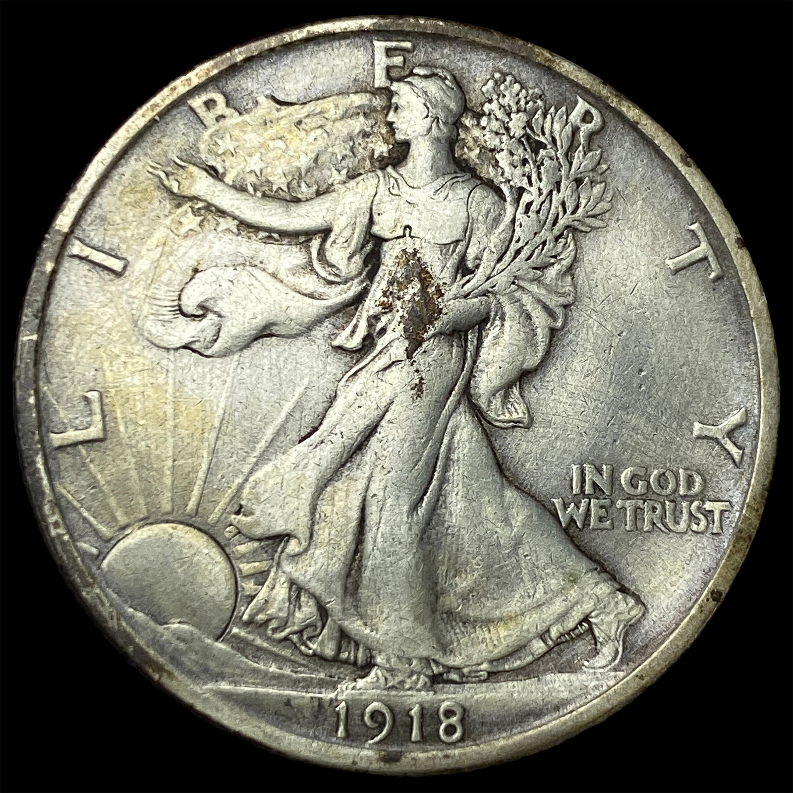 1918-S Silver Walking Liberty Half Dollar NEARLY UNCIRCULATED (1 of 2)