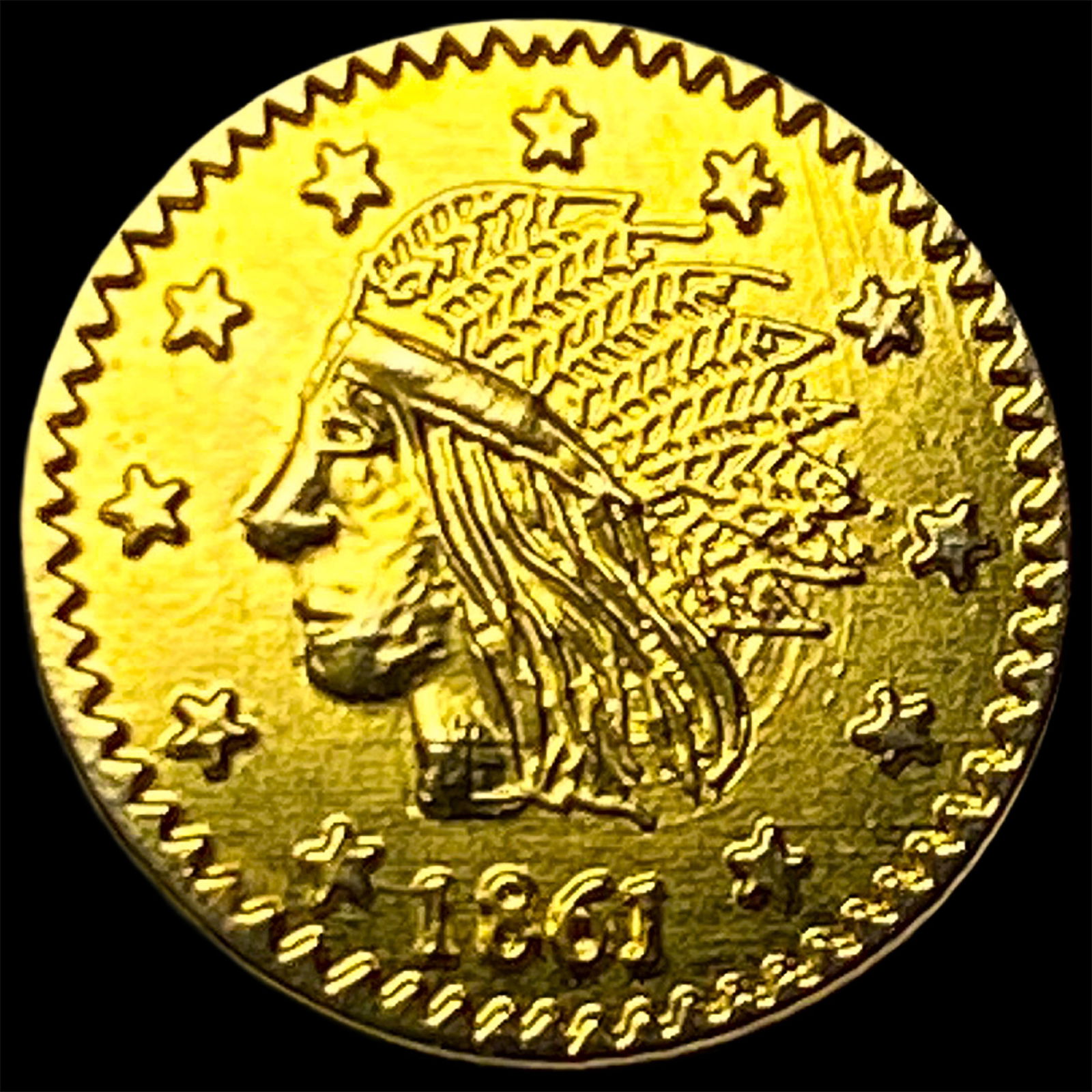 1861 California Gold 1/4 Dollar Token HIGH GRADE (1 of 2)