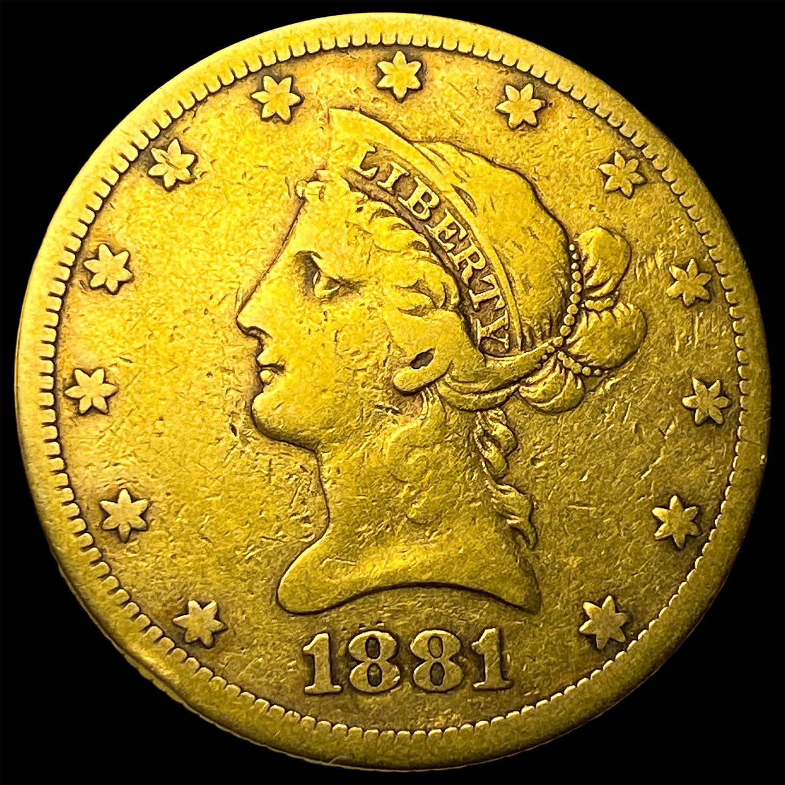 1881-S Gold $10 Liberty Head Eagle LIGHTLY CIRCULATED (1 of 2)