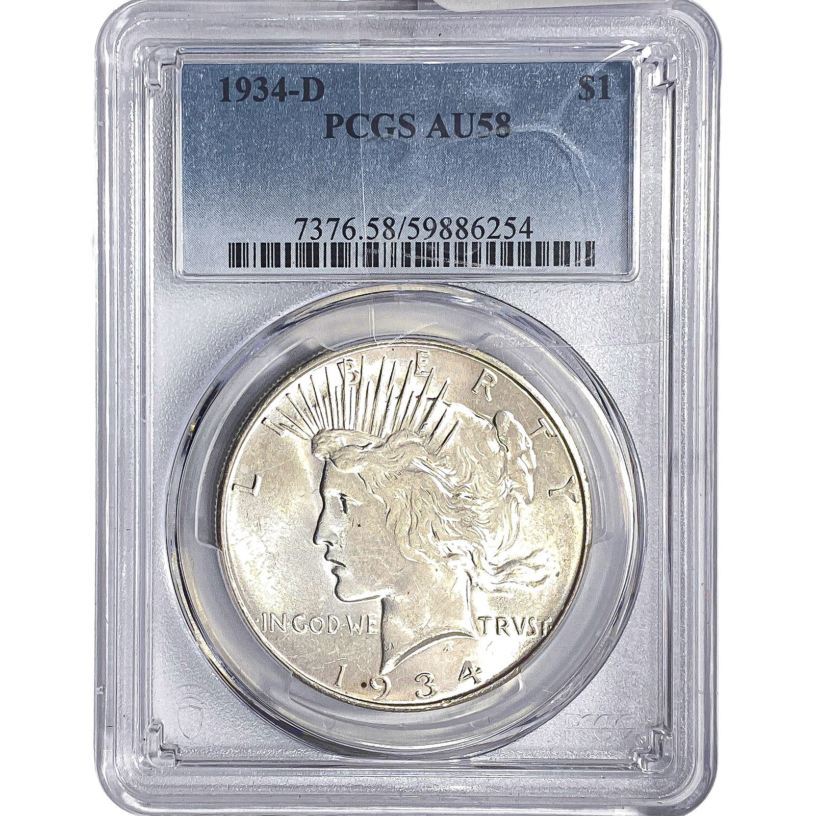 1934-D Silver Peace Dollar PCGS AU58 (1 of 2)