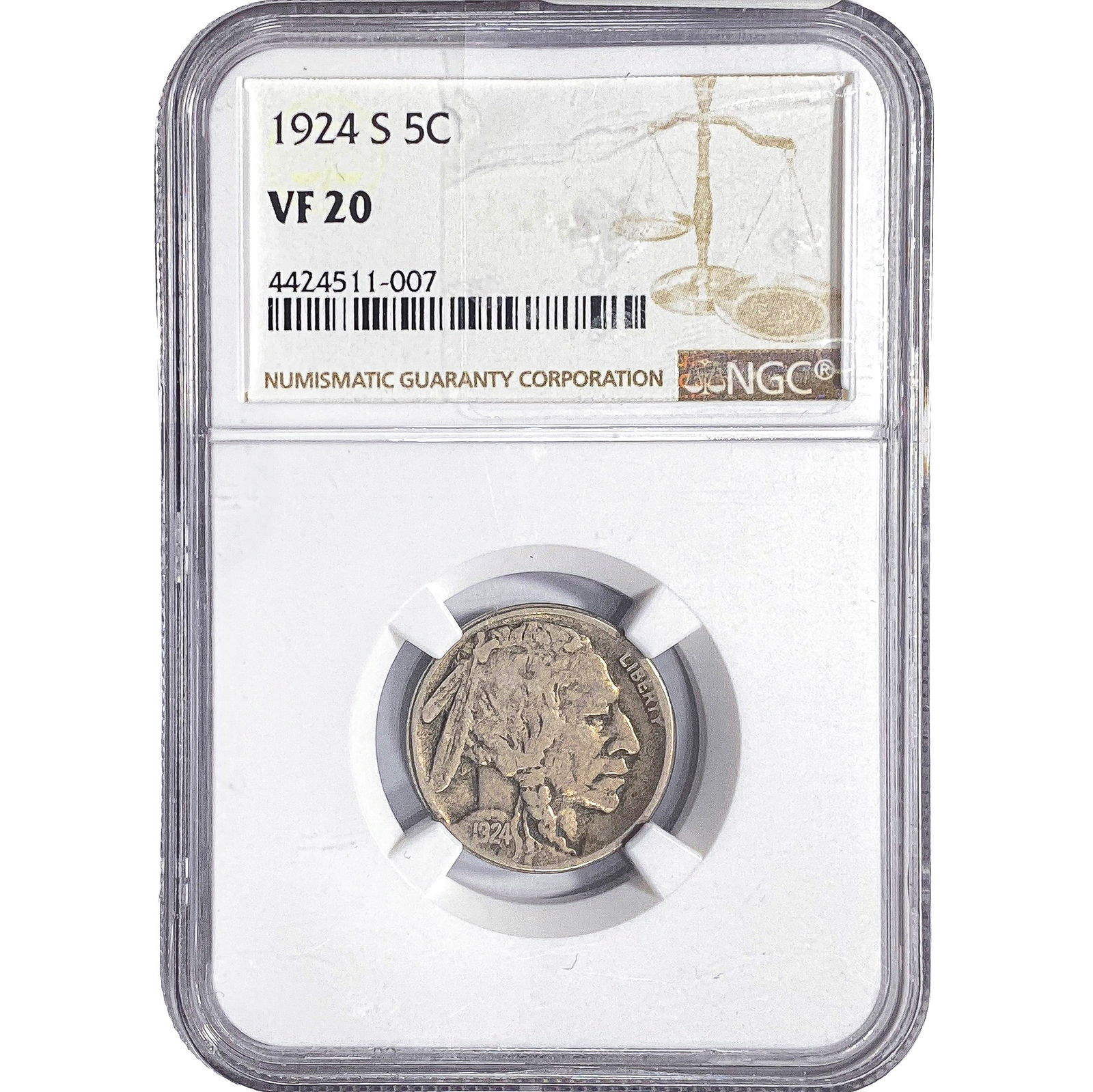1924-S Buffalo Nickel NGC VF20 (1 of 2)