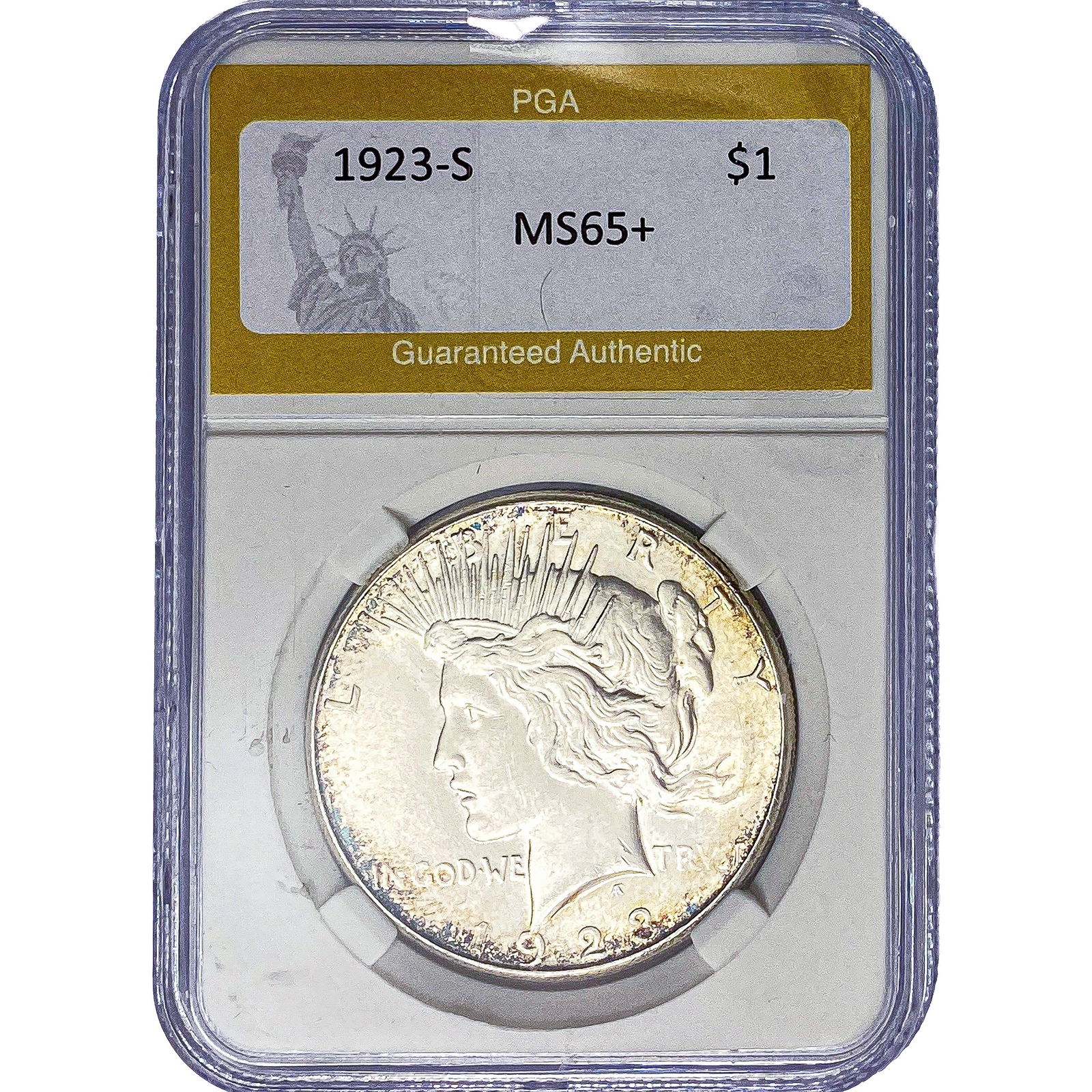 1923-S Silver Peace Dollar PGA MS65+ (1 of 2)