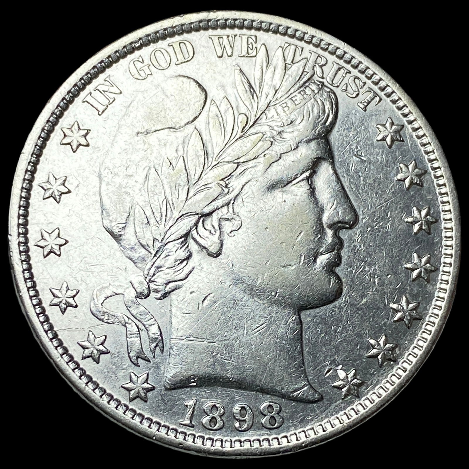 1898 Silver Half Dollar (Barber) CLOSELY UNCIRCULATED (1 of 2)