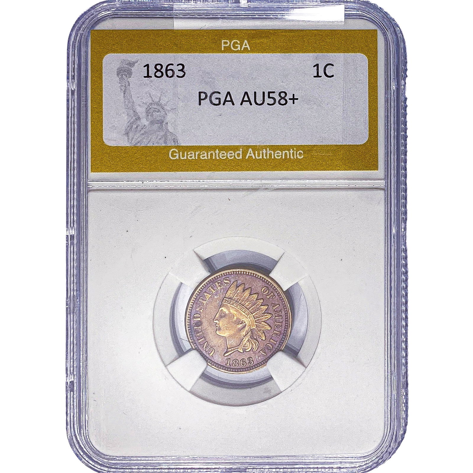 1863 Indian Head Cent PGA AU58+: 1863 Indian Head Cent PGA AU58+