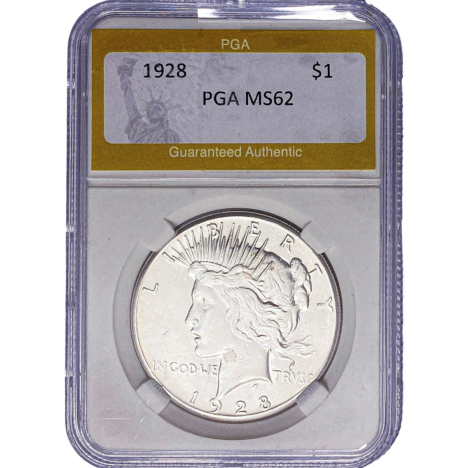 1928 Silver Peace Dollar PGA MS62: 1928 Silver Peace Dollar PGA MS62