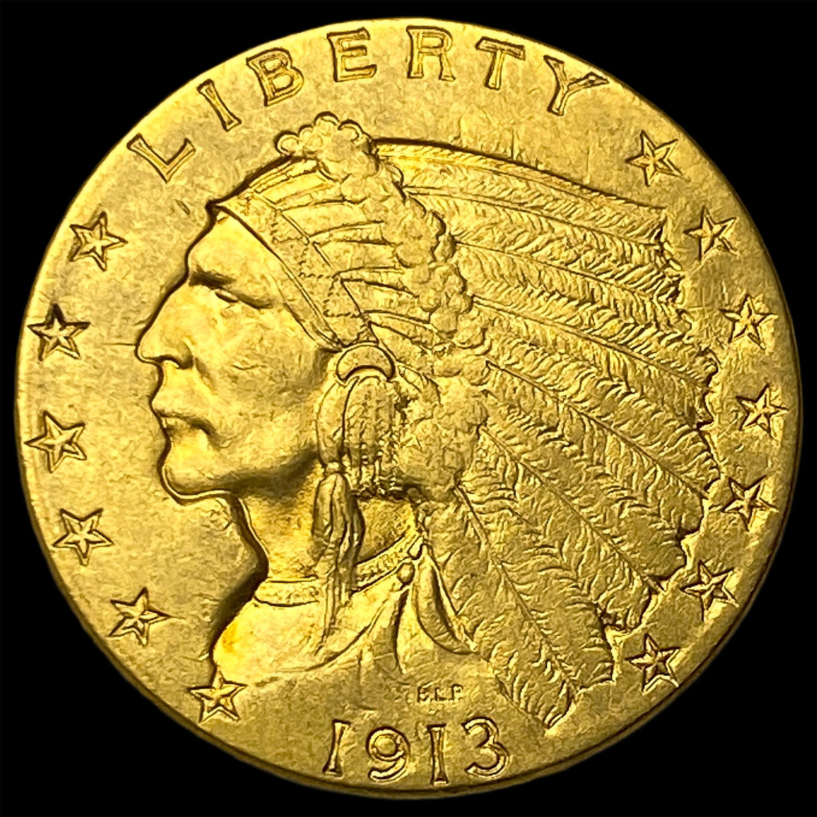 1913 Indian Head Gold $2.50 Quarter Eagle CLOSELY UNCIRCULATED (1 of 2)