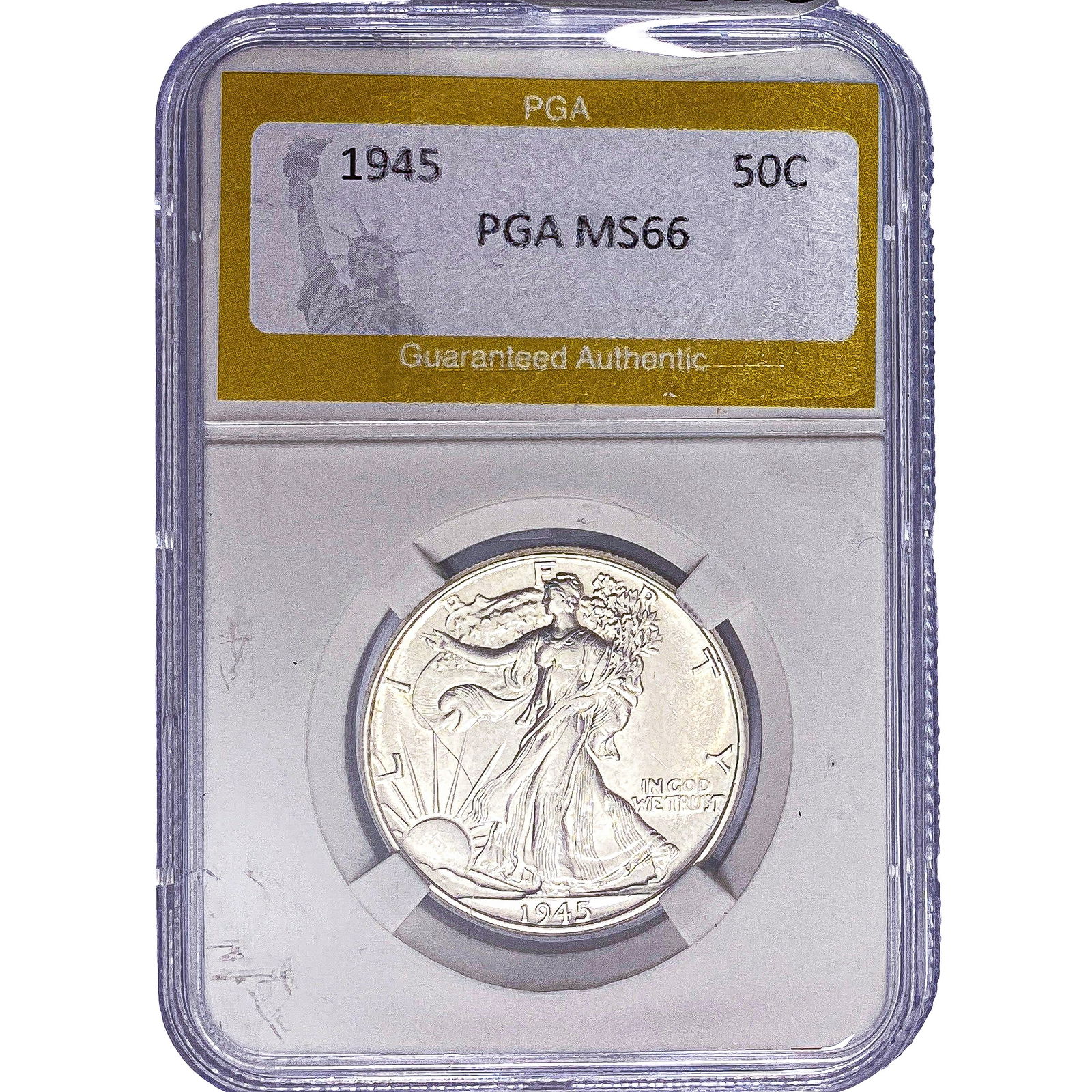 1945 Walking Liberty Half Dollar PGA MS66: 1945 Walking Liberty Half Dollar PGA MS66