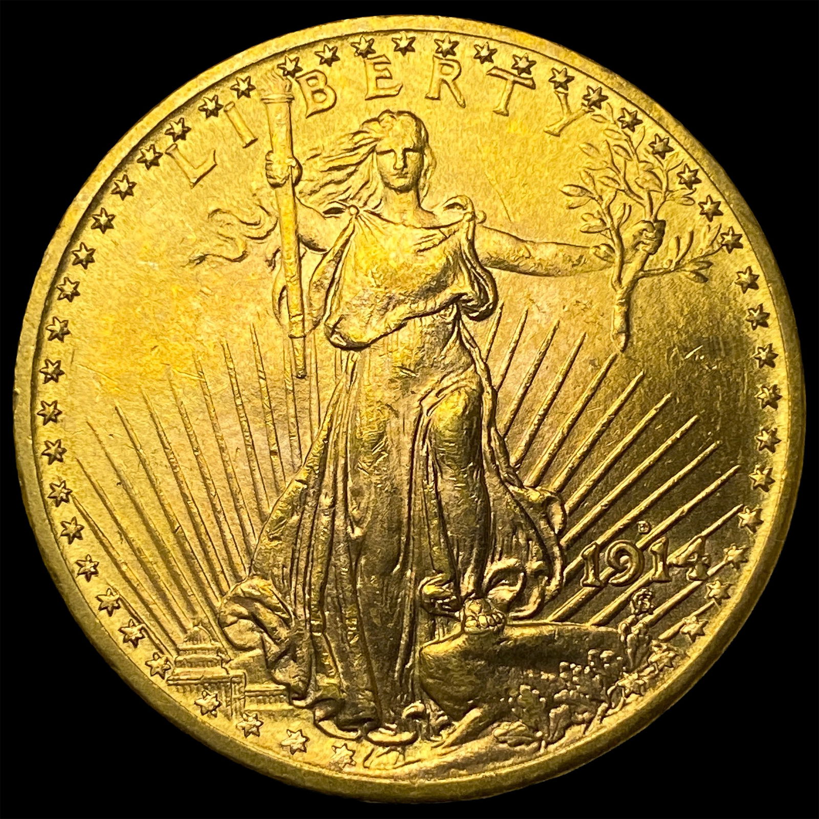 1914-D Gold $20 Saint-Gaudens Double Eagle UNCIRCULATED (1 of 2)