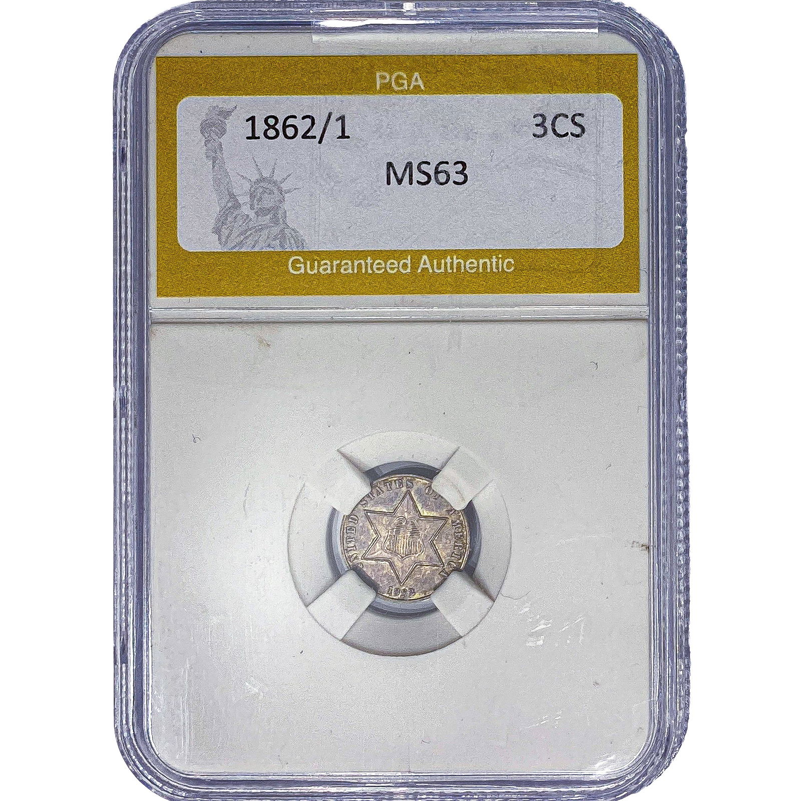 1862/1 Silver Three Cent PGA MS63 (1 of 2)