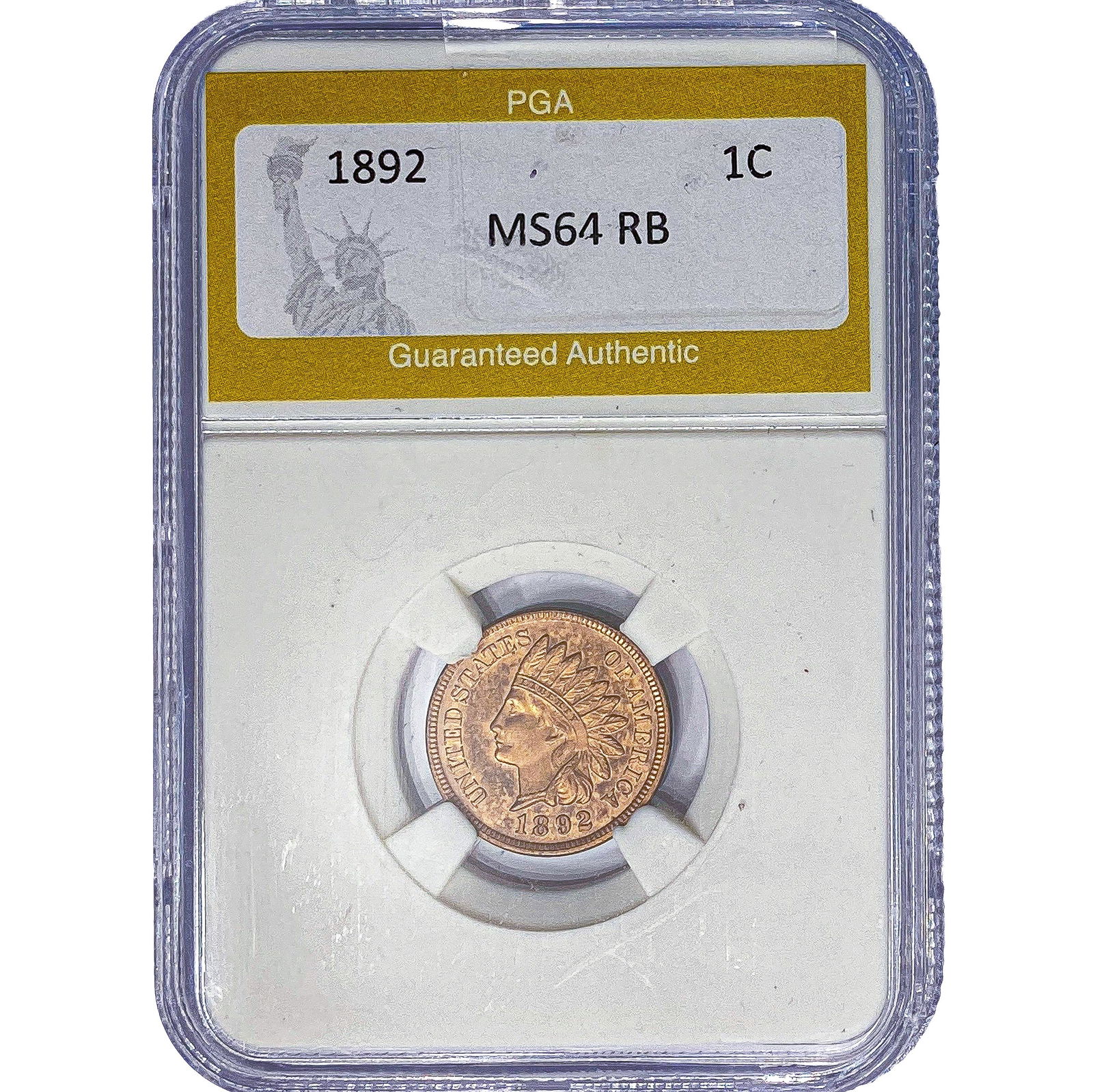 1892 Indian Head Cent PGA MS64 RB: 1892 Indian Head Cent PGA MS64 RB