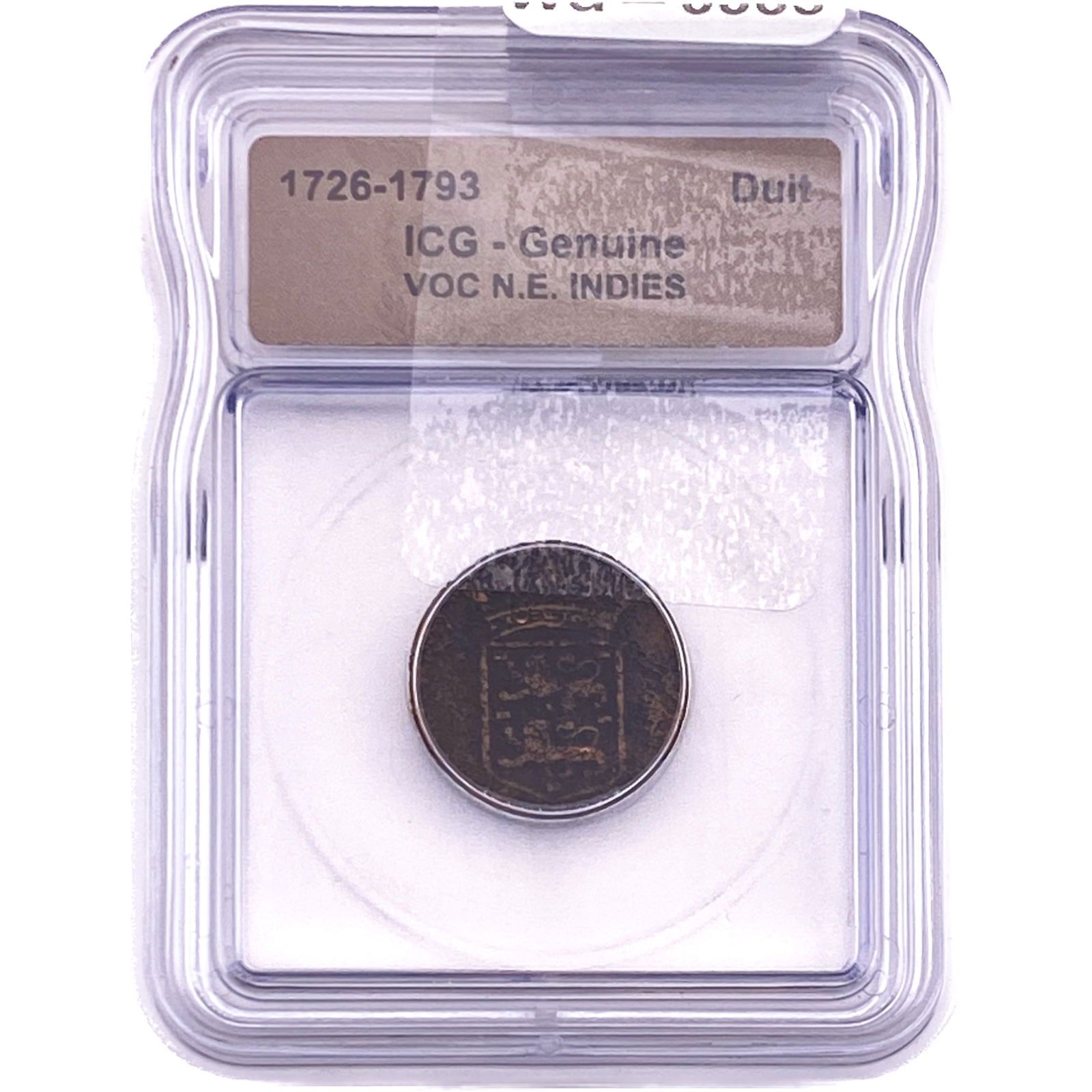 1726-1793 VOC N.E. Indies Bronze Duit ICG Genuine: 1726-1793 VOC N.E. Indies Bronze Duit ICG Genuine