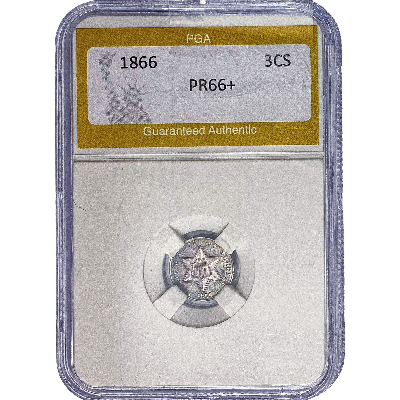 1866 Silver Three Cent PGA PR66+: 1866 Silver Three Cent PGA PR66+