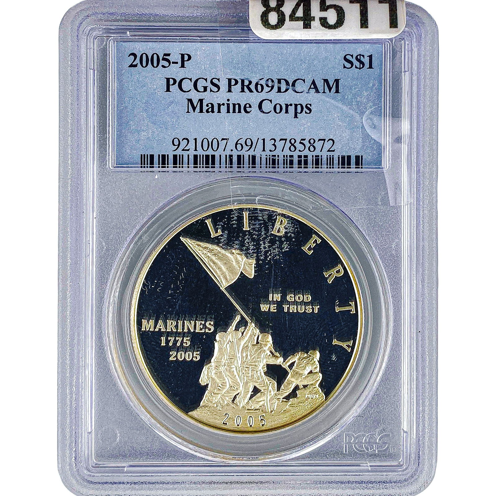 2005 Sliver $1 Marine Corps PCGS PR69 DCAM (1 of 2)