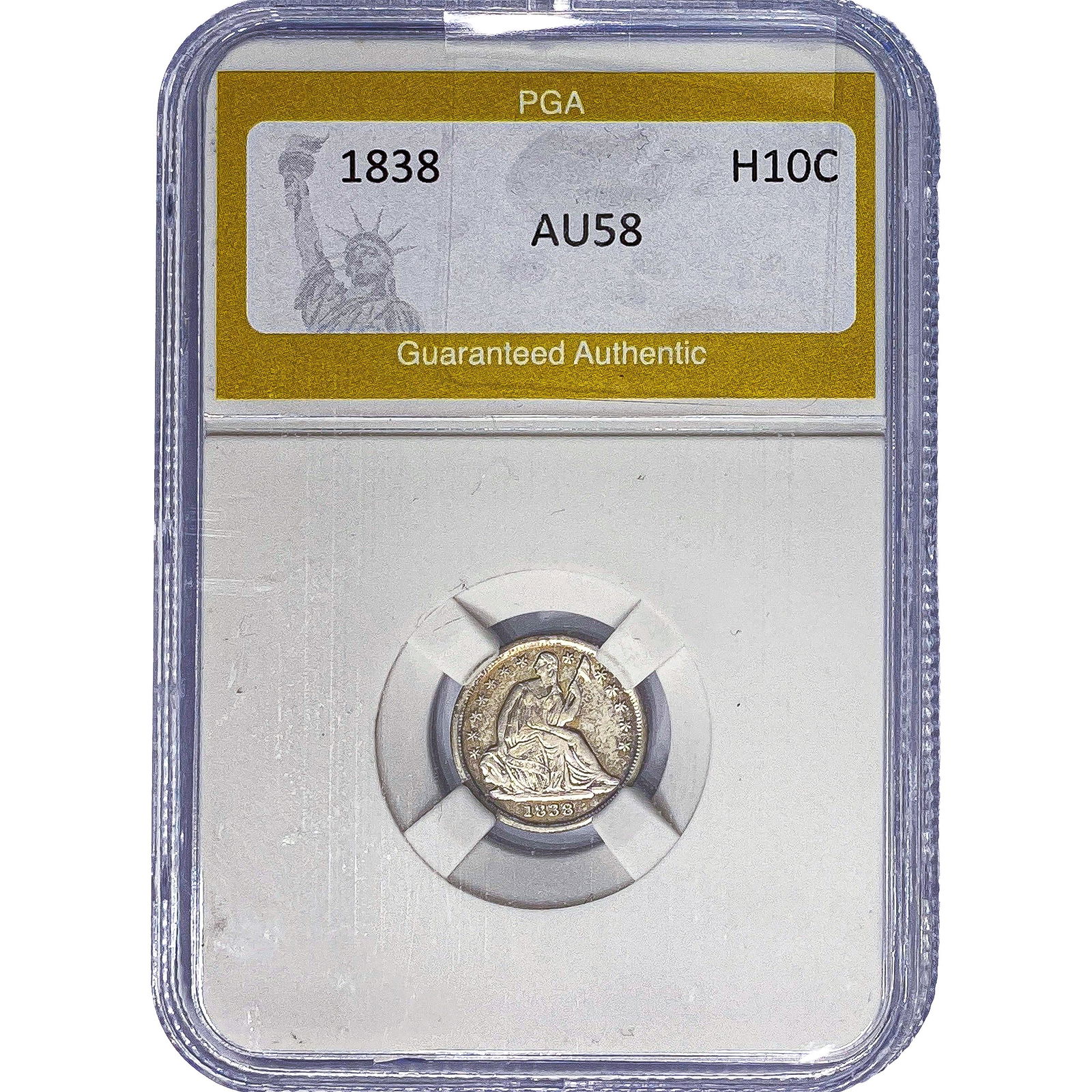 1838 Seated Liberty Half Dime PGA AU58: 1838 Seated Liberty Half Dime PGA AU58