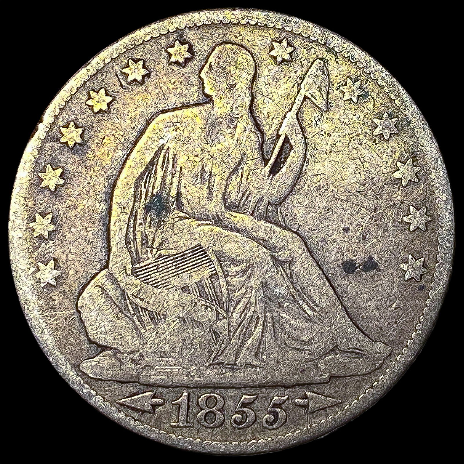 1855-O Arrows Silver Seated Half Dollar NICELY CIRCULATED: 1855-O Arrows Silver Seated Half Dollar NICELY CIRCULATED