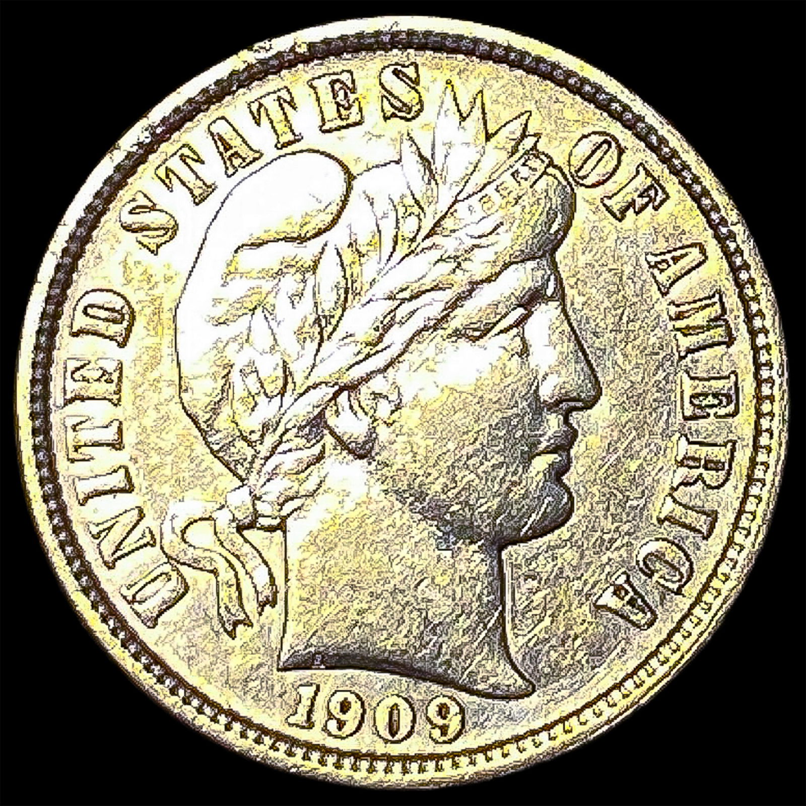 1909-O Silver Barber Dime CLOSELY UNCIRCULATED (1 of 2)