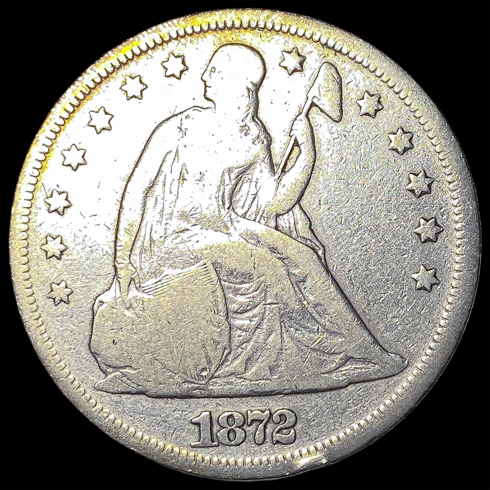 1872 Silver Seated Liberty Dollar NICELY CIRCULATED (1 of 2)
