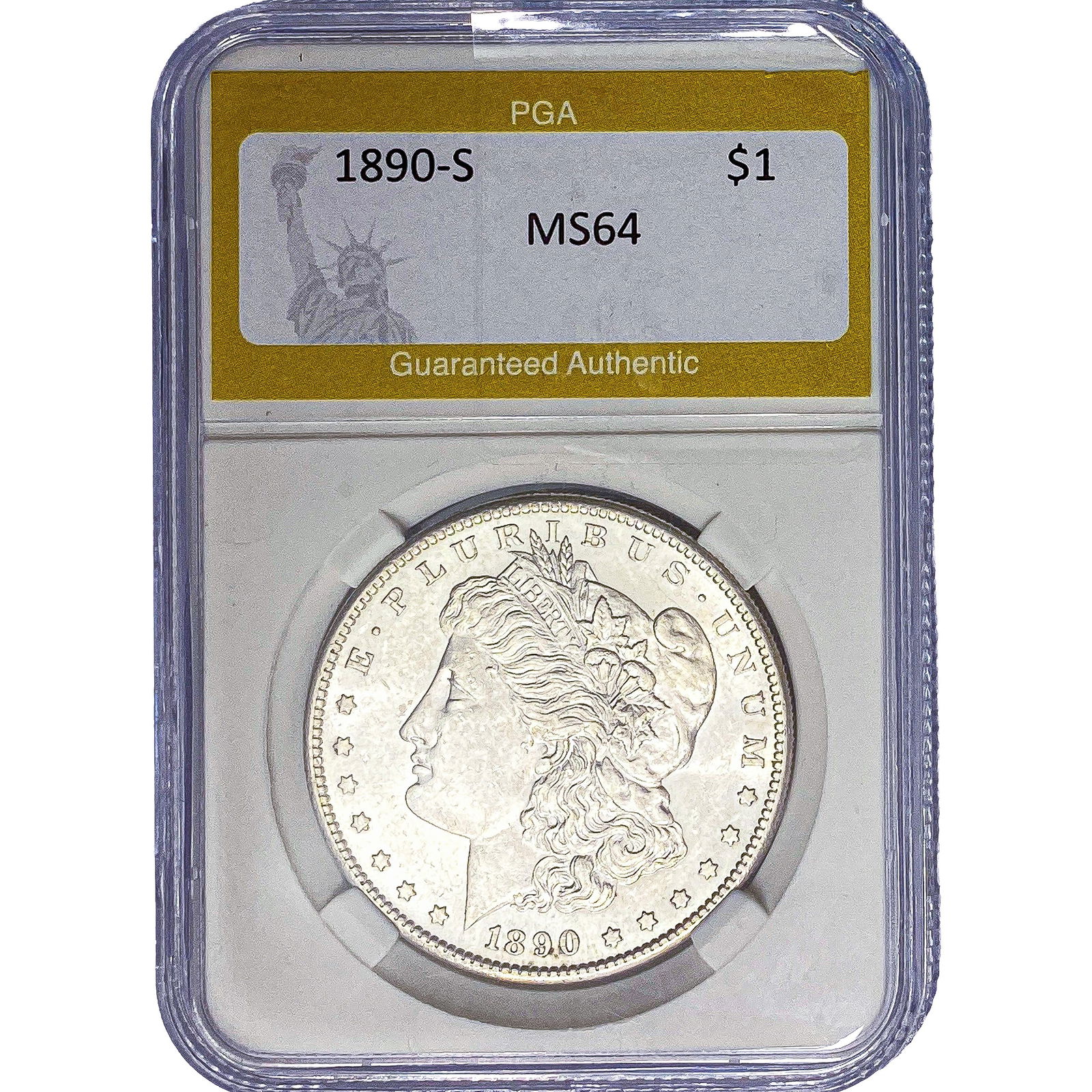 1890-S Morgan Silver Dollar PGA MS64: 1890-S Morgan Silver Dollar PGA MS64