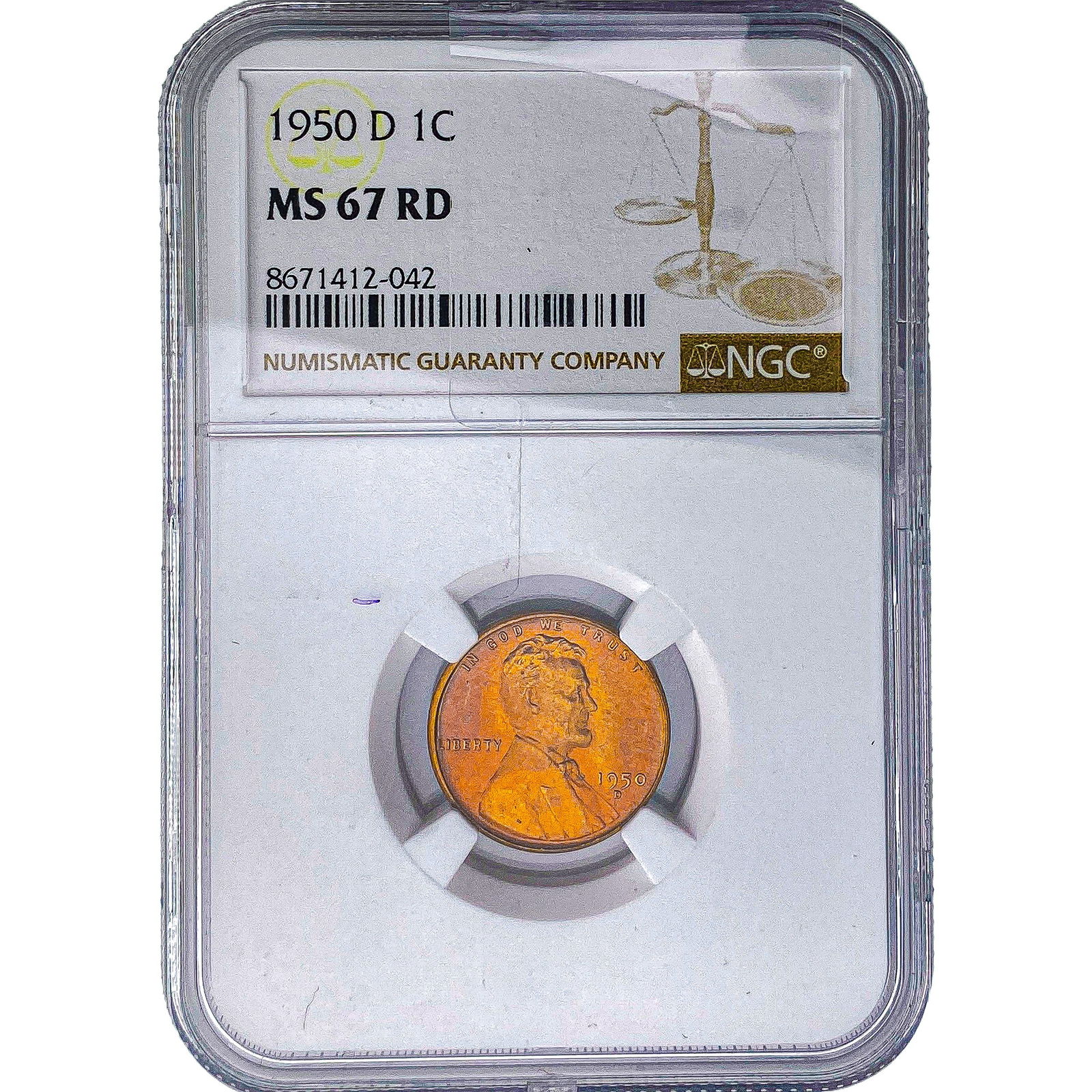 1950-D Wheat Cent NGC MS67 RD (1 of 2)