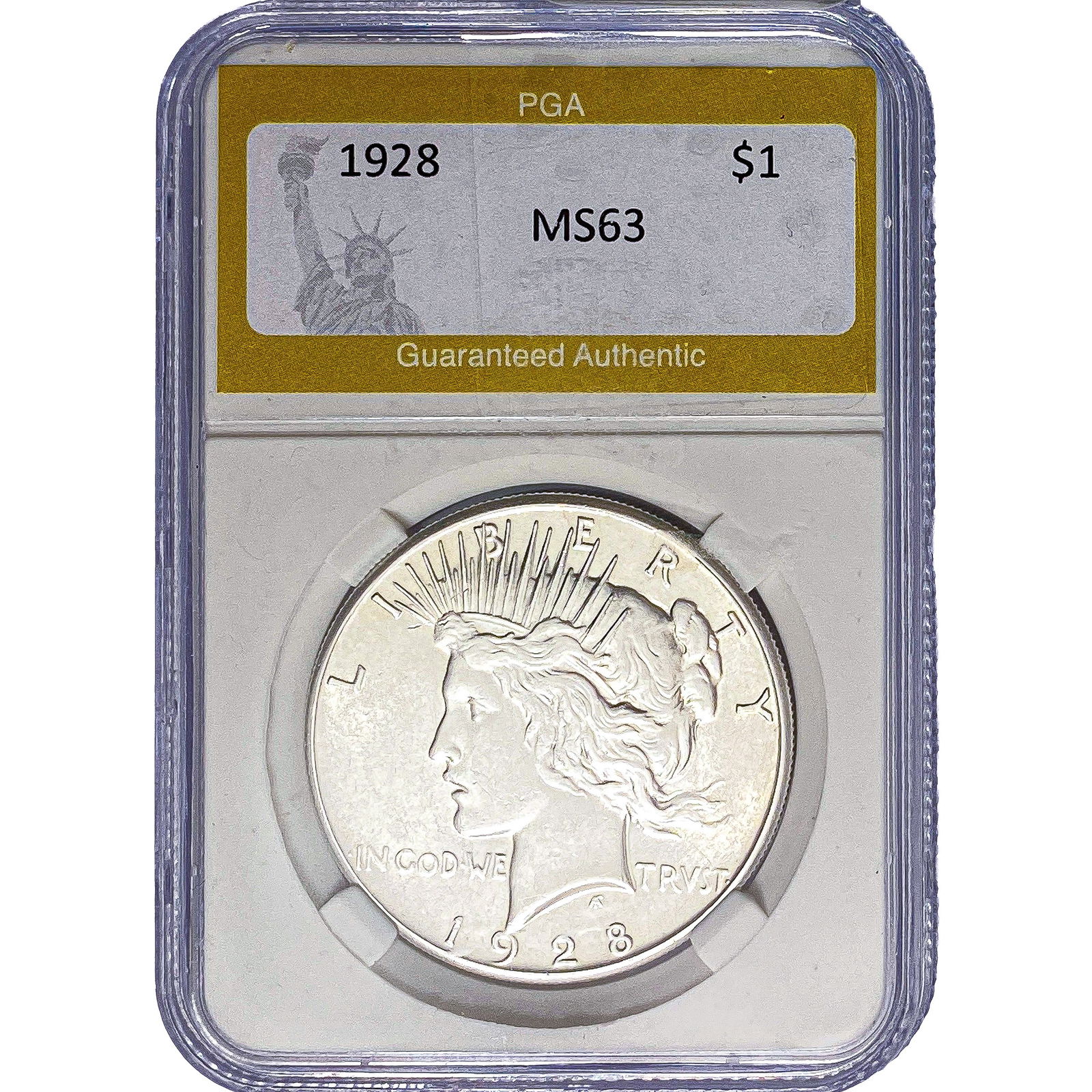 1928 Silver Peace Dollar PGA MS63: 1928 Silver Peace Dollar PGA MS63